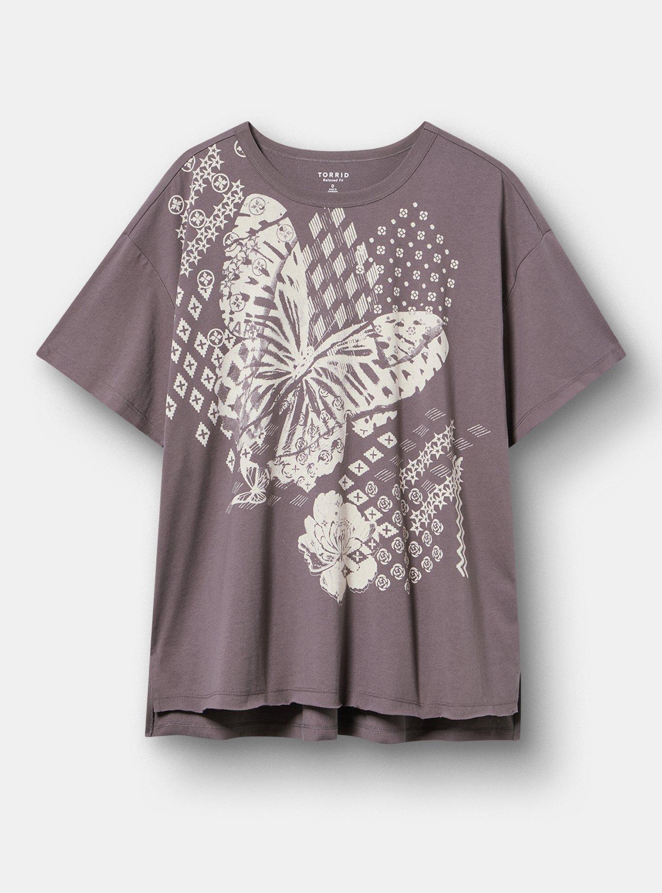 Relaxed Cotton Jersey Boxy Tee, TORN BUTTERFLY TORNADO, hi-res