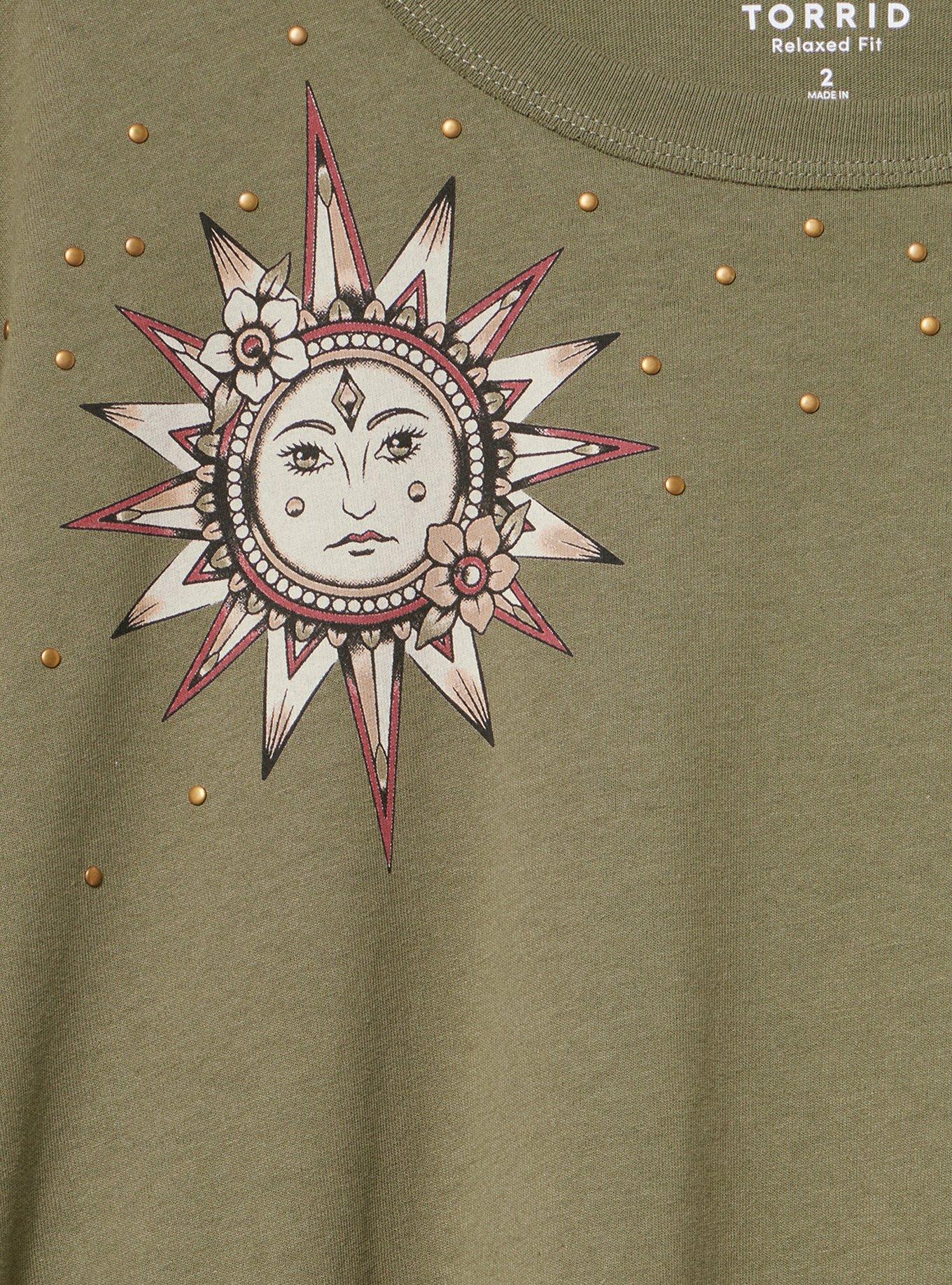 Relaxed Cotton Jersey Boxy Tee, SUN MOON TATTOO FOUR LEAF CLOVER, alternate
