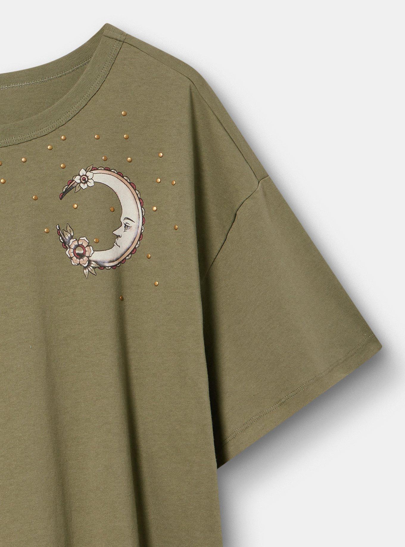 Relaxed Cotton Jersey Boxy Tee, SUN MOON TATTOO FOUR LEAF CLOVER, alternate