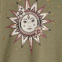 Relaxed Cotton Jersey Boxy Tee, SUN MOON TATTOO FOUR LEAF CLOVER, swatch