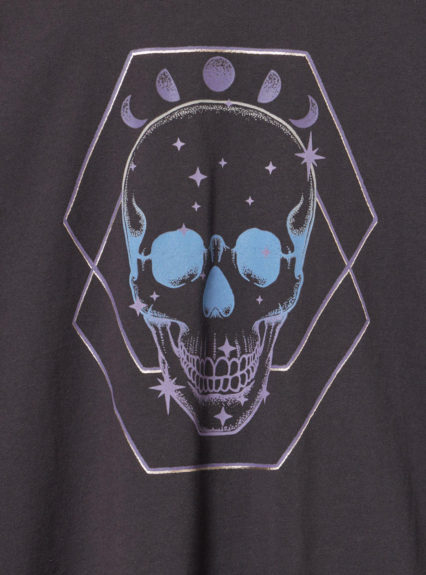 Relaxed Cotton Jersey Boxy Tee, GEO SKULL OBSIDIAN, alternate