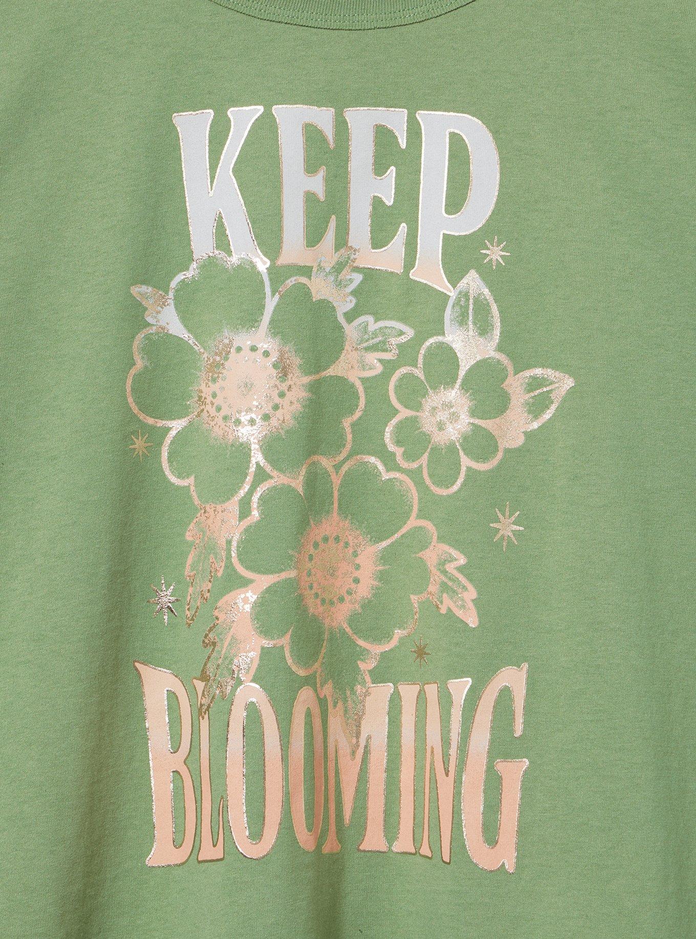 Relaxed Cotton Jersey Boxy Tee, KEEP BLOOMING LODEN FROST, alternate