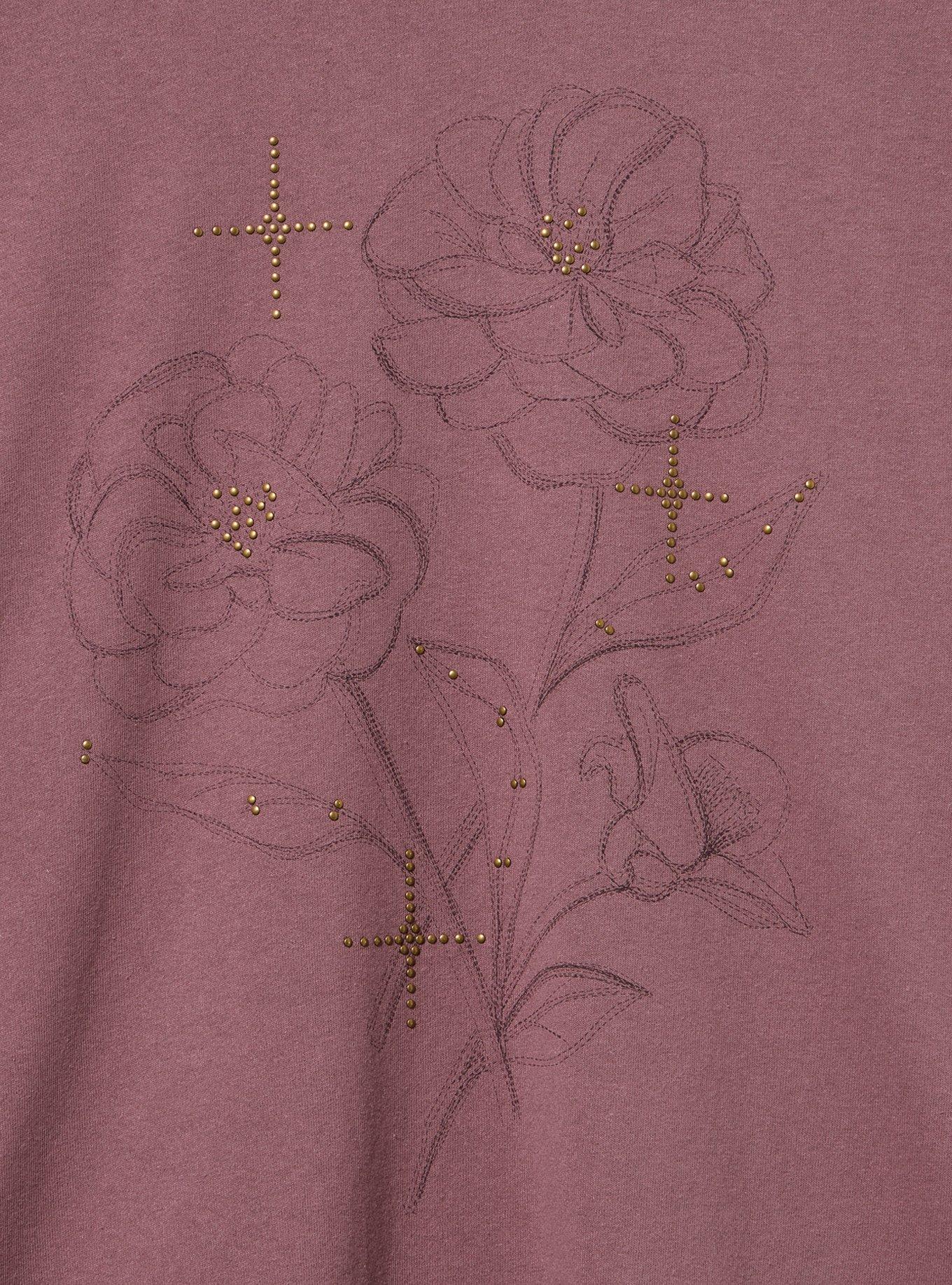 Plus Size Boxy Crew Tee, FLORAL DOTTED FLINT, alternate