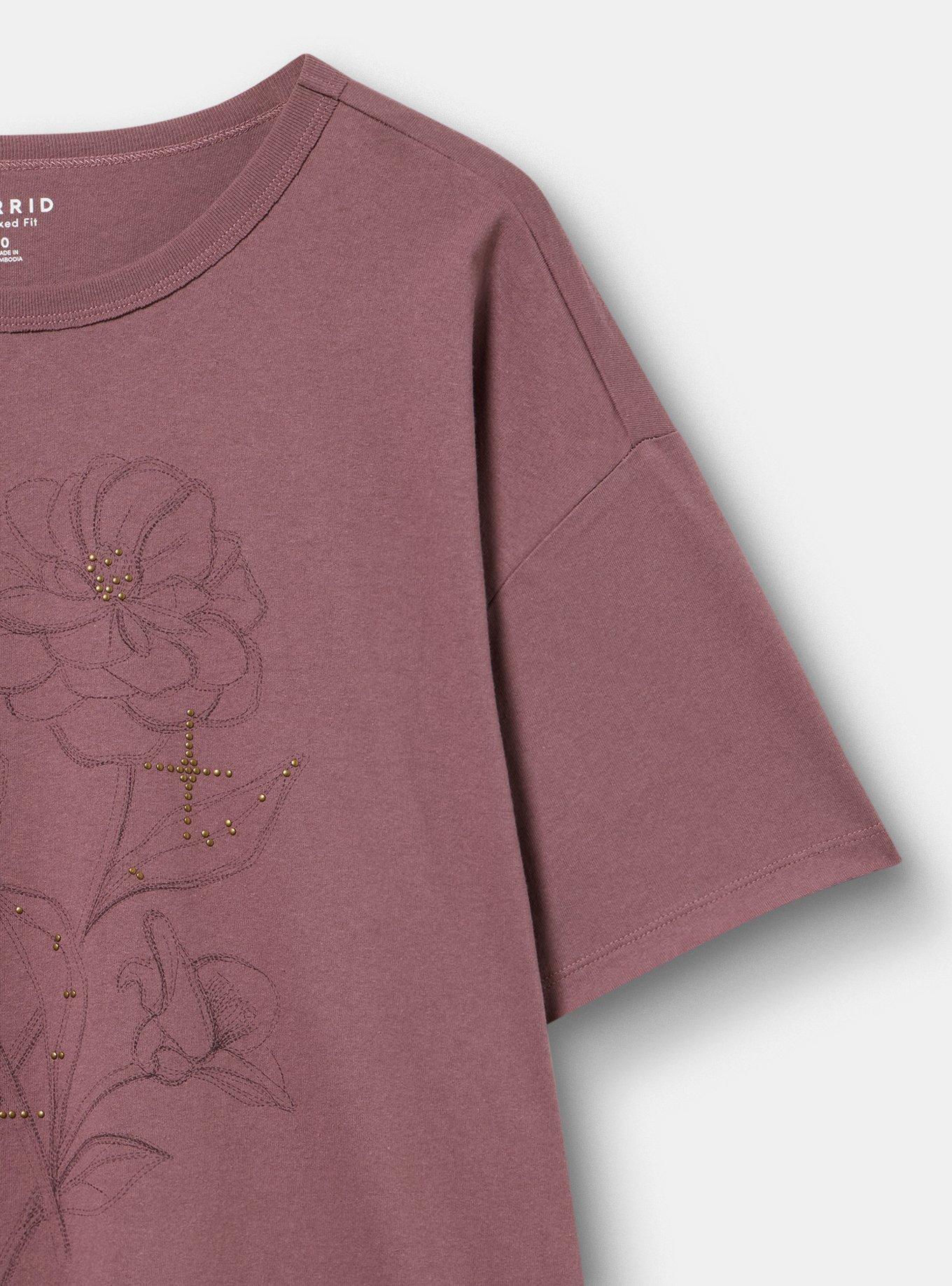 Plus Size Boxy Crew Tee, FLORAL DOTTED FLINT, alternate