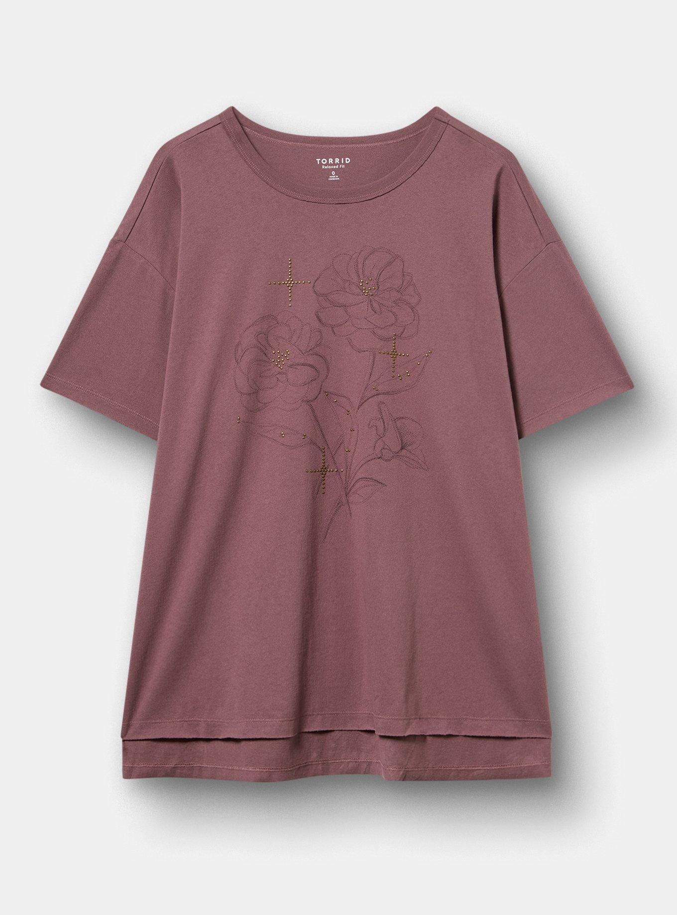 Plus Size Boxy Crew Tee, FLORAL DOTTED FLINT, hi-res