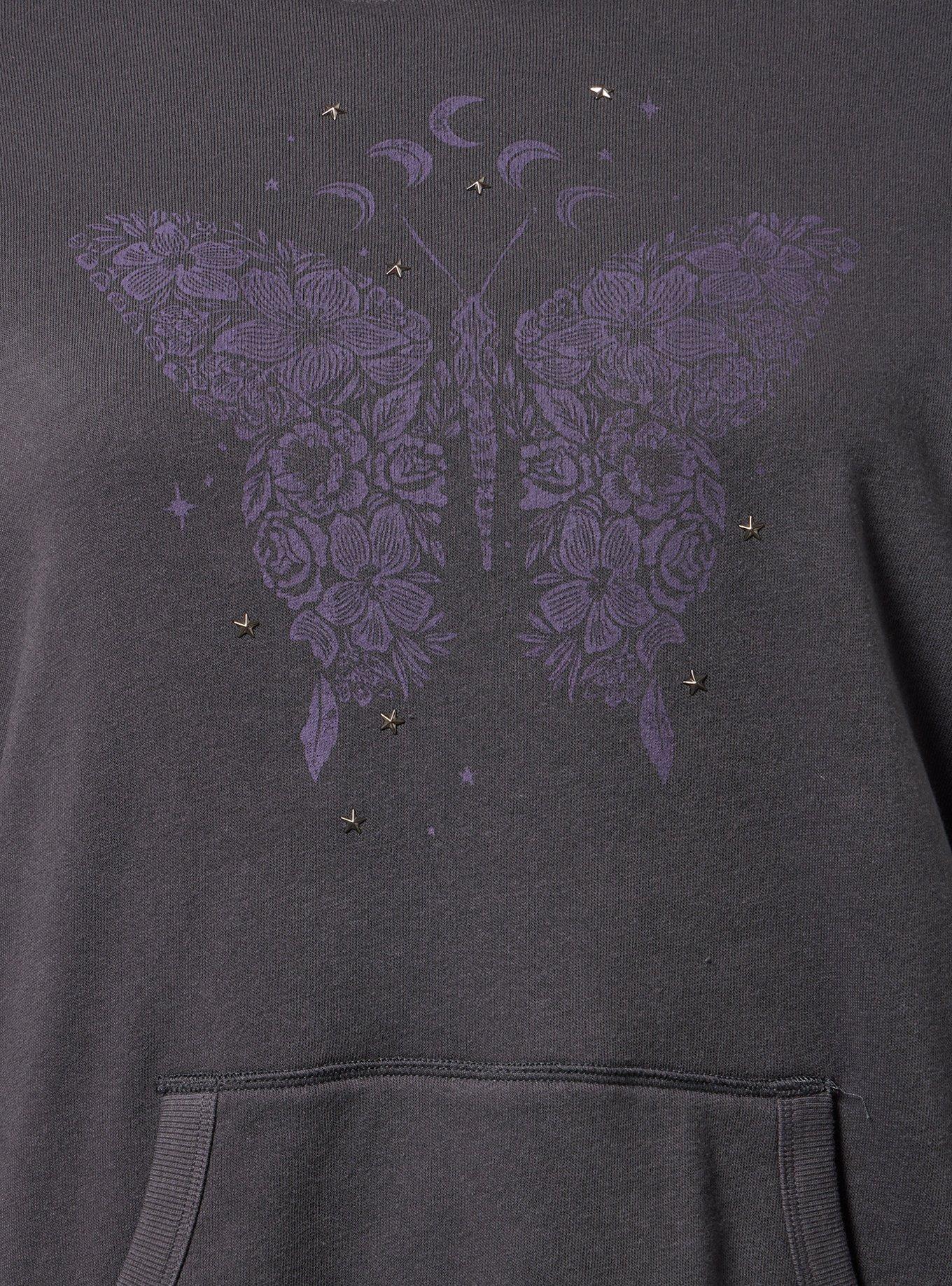 Relaxed Cozy Fleece Hoodie, BUTTERFLY MOON OBSIDIAN, alternate