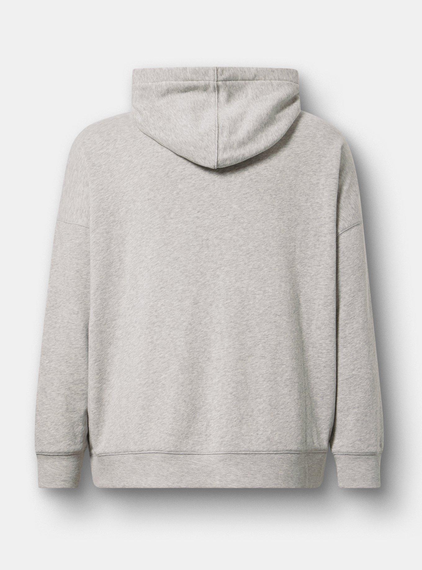 Relaxed Cozy Fleece Hoodie, WASHED ROSES LIGHTEST HEATHER GREY, alternate