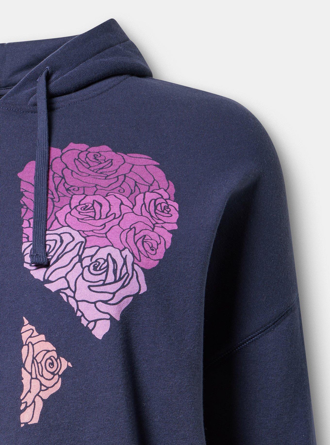 Relaxed Cozy Fleece Hoodie, ROSE HEART PEACOAT, alternate