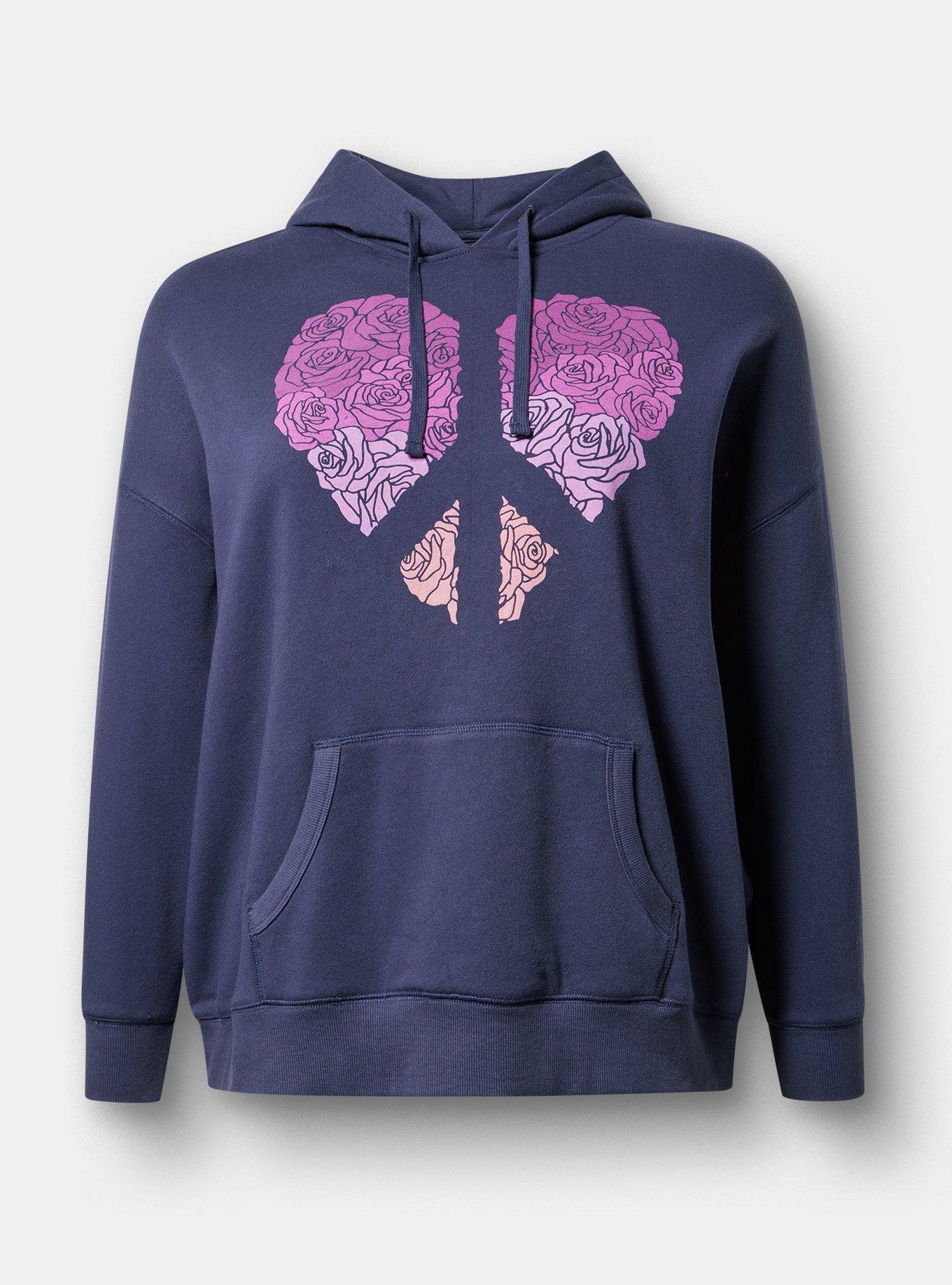 Plus Size Relaxed Cozy Fleece Hoodie, ROSE HEART PEACOAT, hi-res