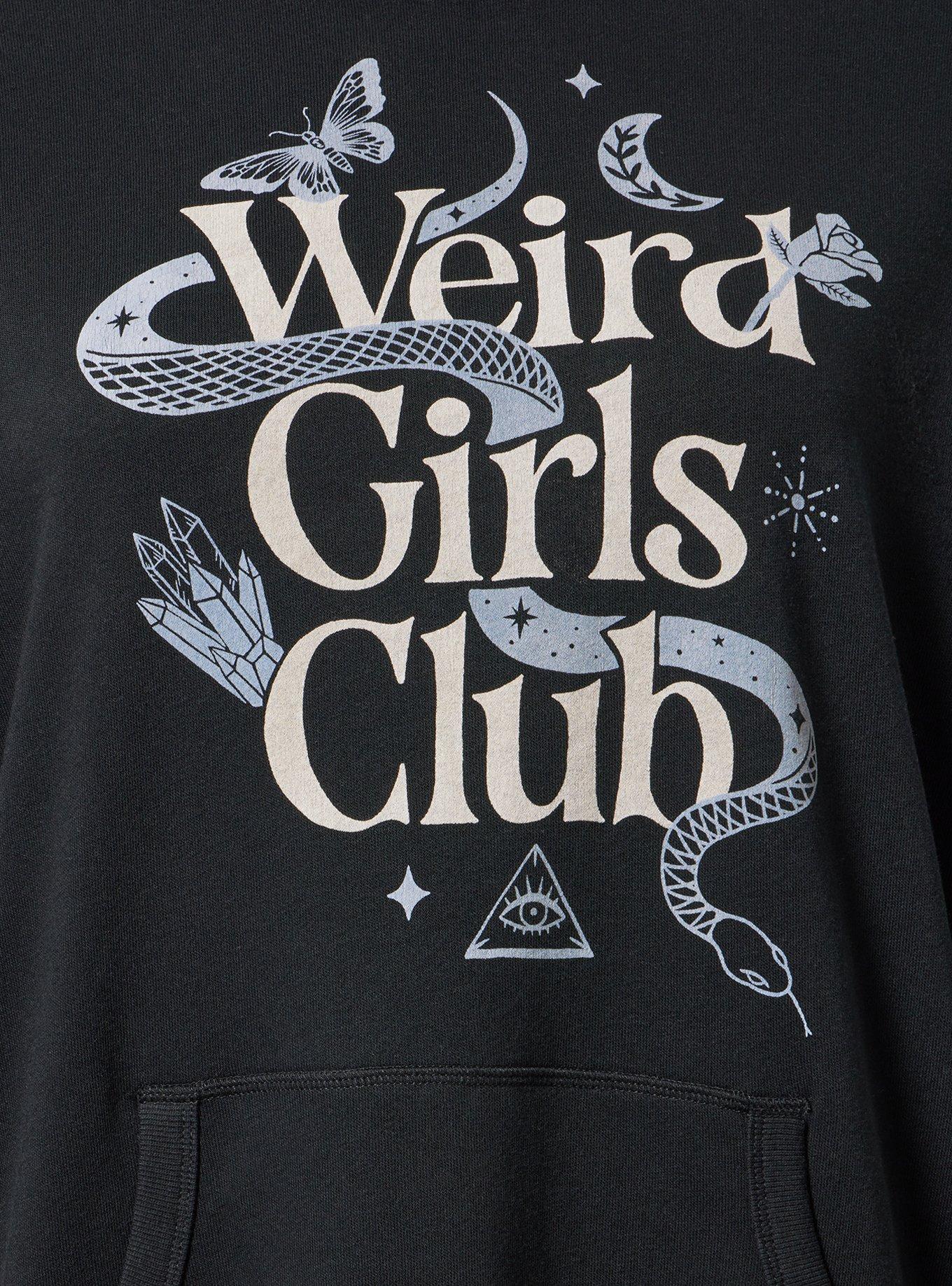 Relaxed Cozy Fleece Hoodie, WEIRD GIRLS CLUB DEEP BLACK, alternate