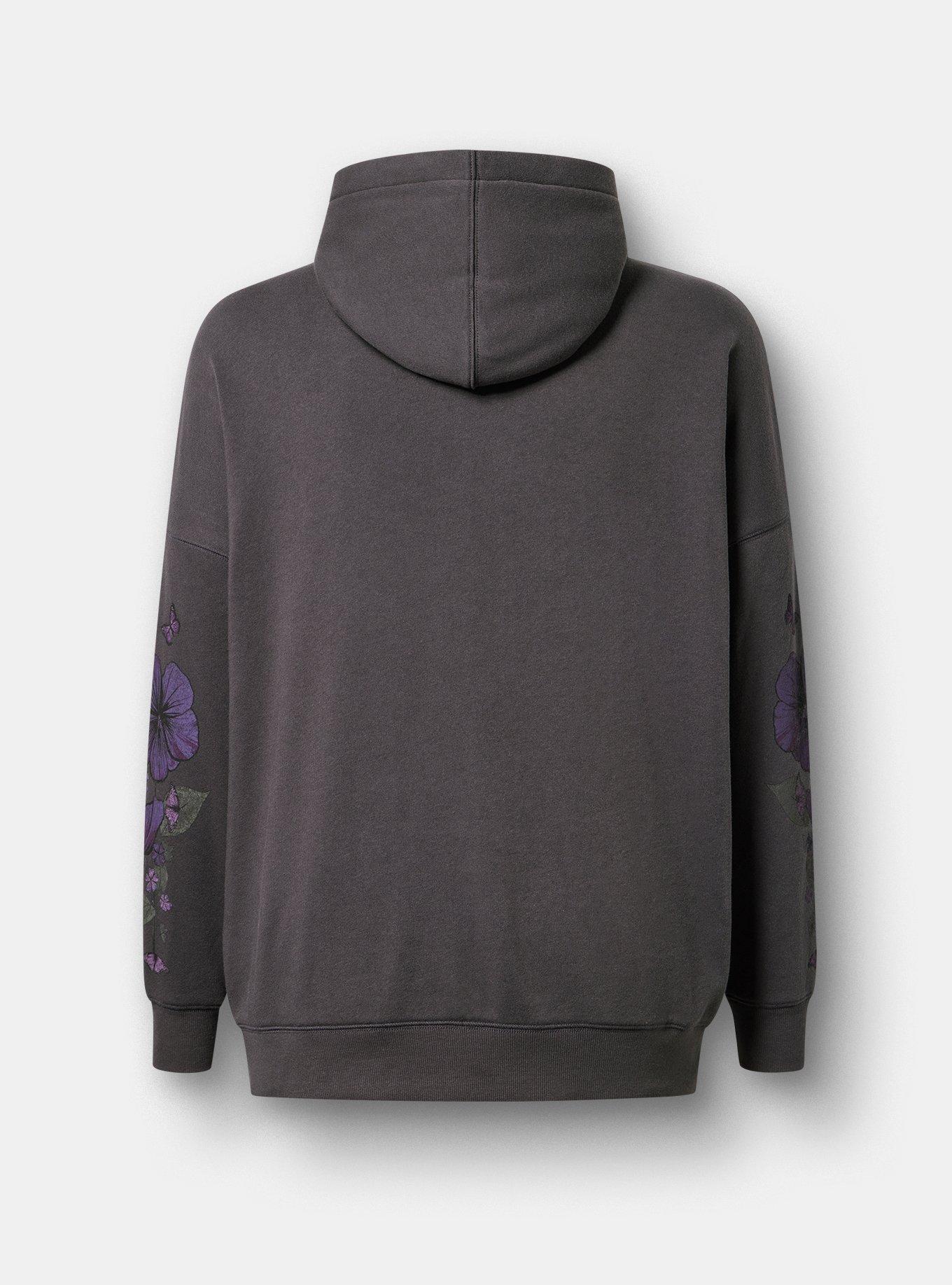 Relaxed Cozy Fleece Hoodie, ROSE MALLOW BUTTERFLY OBSIDIAN, alternate