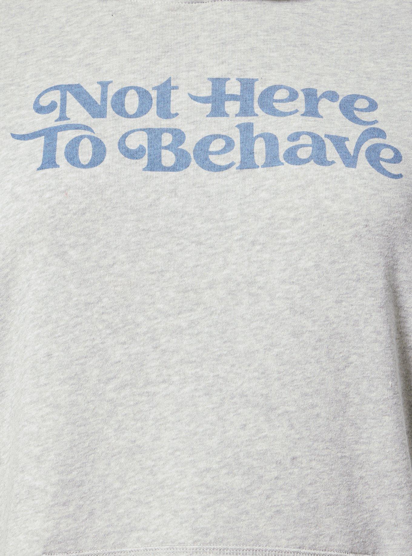 Relaxed Cozy Fleece Hoodie, NOT HERE TO BEHAVE LT. HEATHER GREY, alternate