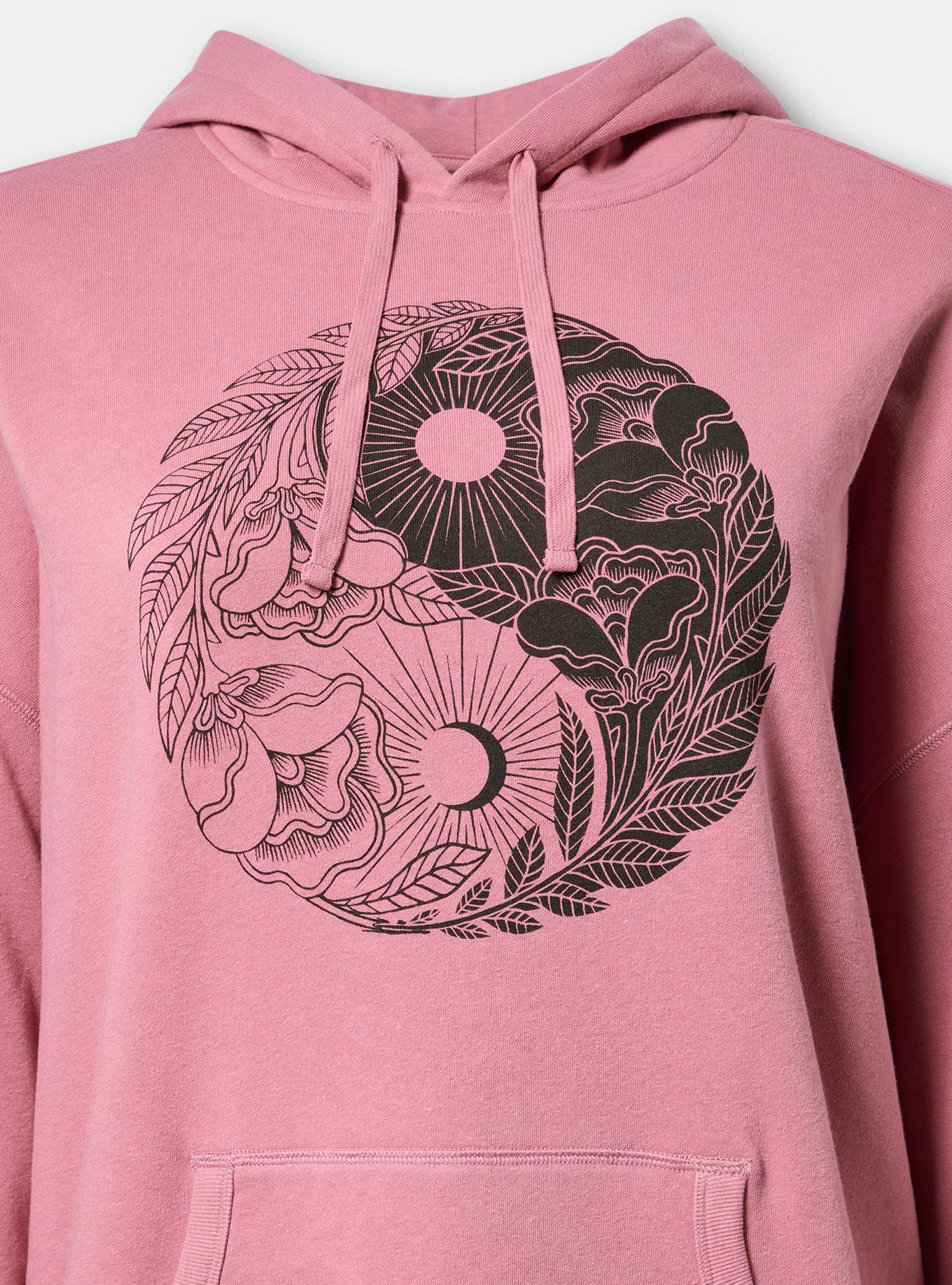 Relaxed Cozy Fleece Hoodie, DAY AND NIGHT YIN YANG MESA ROSE, alternate
