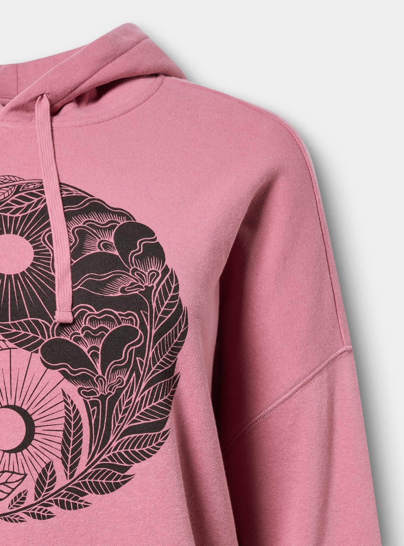 Relaxed Cozy Fleece Hoodie, DAY AND NIGHT YIN YANG MESA ROSE, alternate