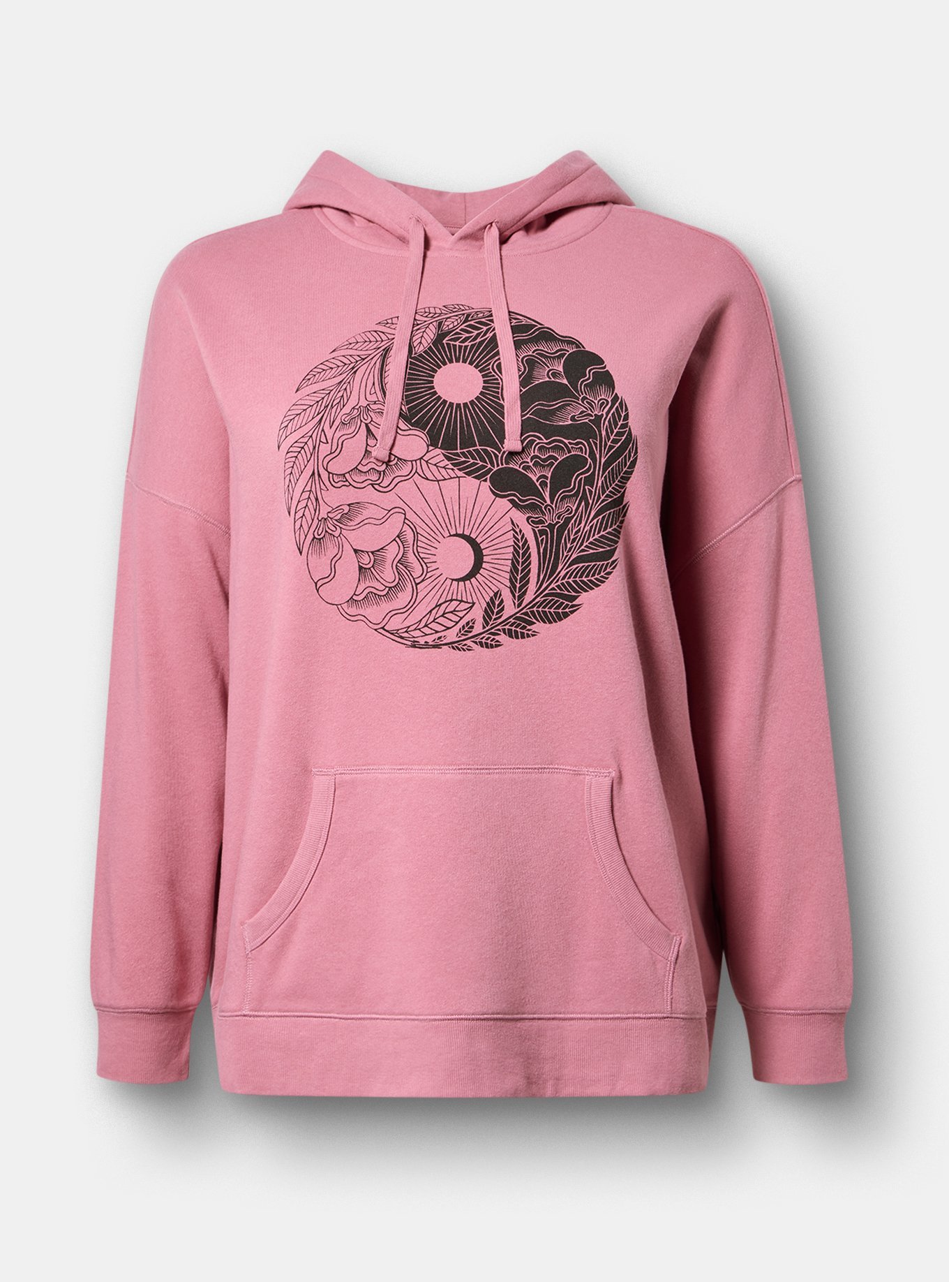 Relaxed Cozy Fleece Hoodie, DAY AND NIGHT YIN YANG MESA ROSE, hi-res