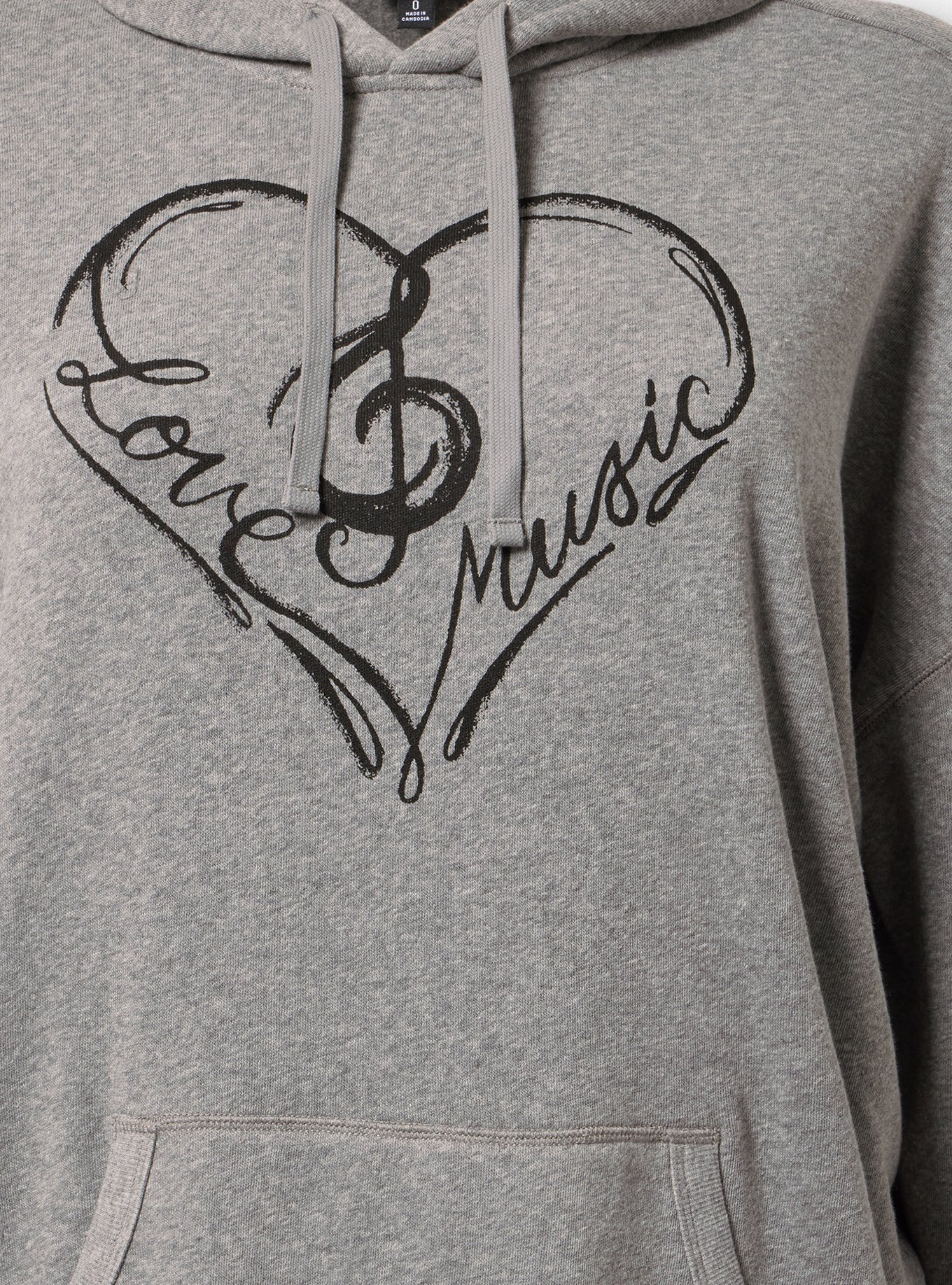 Plus Size Relaxed Cozy Fleece Hoodie, LOVE YOUR MUSIC MED HEATHER GREY, alternate