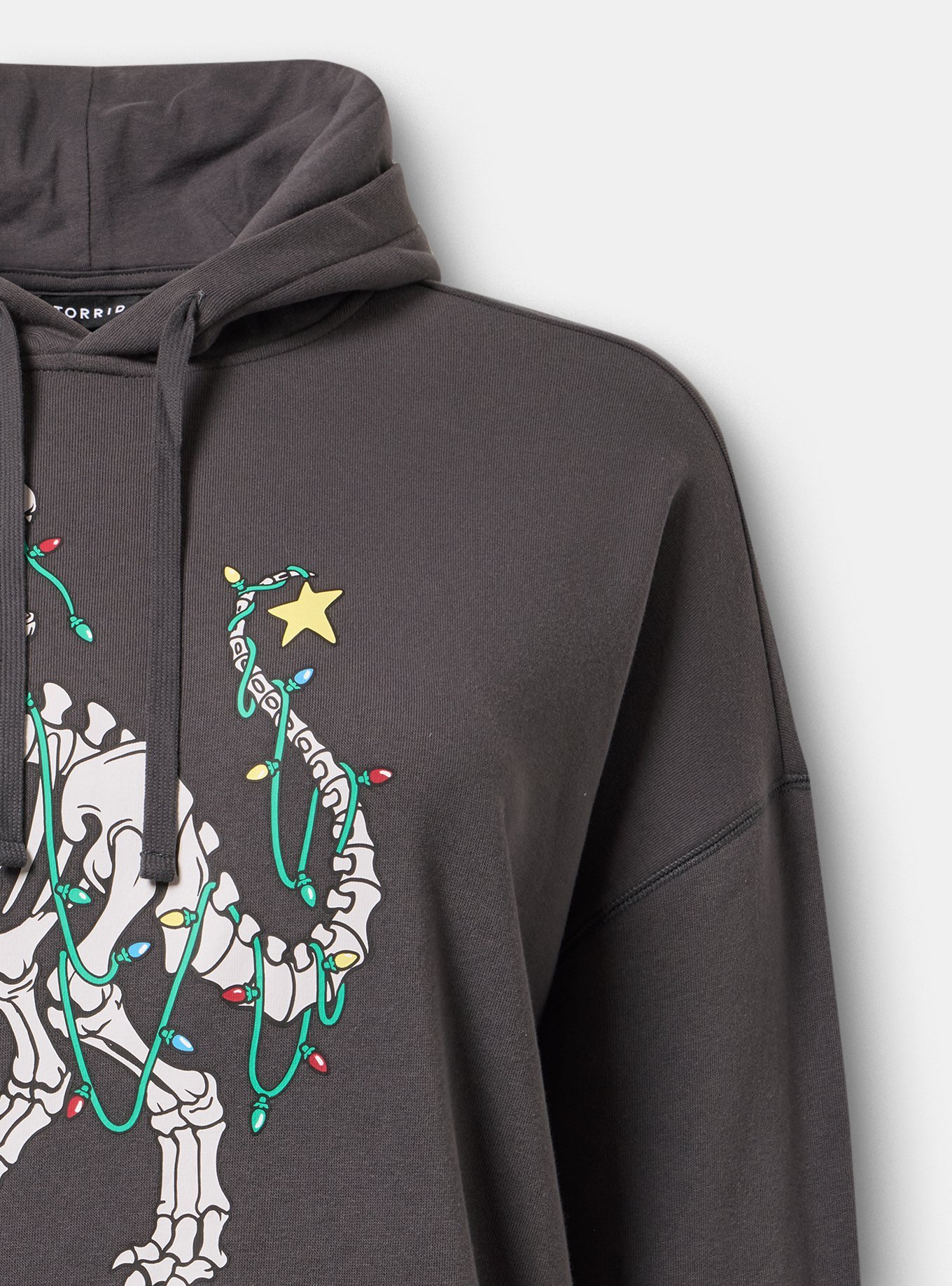 Plus Size Relaxed Cozy Fleece Hoodie, HOLIDAY DINO VINTAGE BLACK, alternate