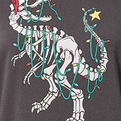Plus Size Relaxed Cozy Fleece Hoodie, HOLIDAY DINO VINTAGE BLACK, swatch