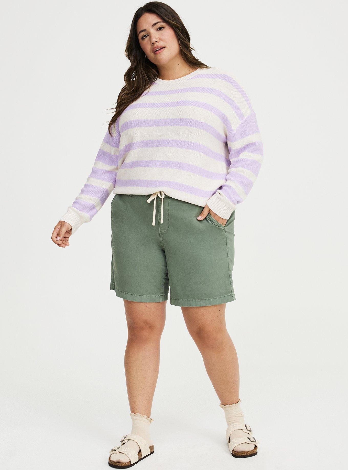 Crew Pullover Sweater, ENGLISH HYACINTH OATMEAL STRIPE, alternate