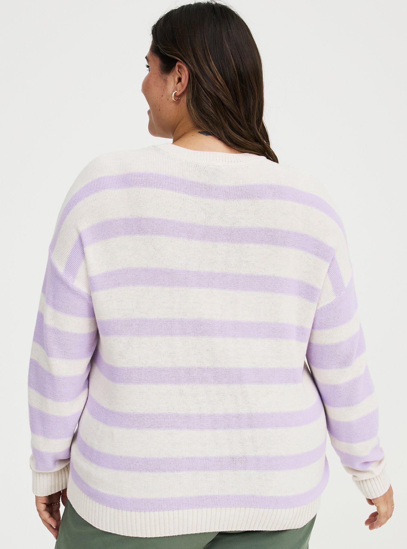 Crew Pullover Sweater, ENGLISH HYACINTH OATMEAL STRIPE, alternate