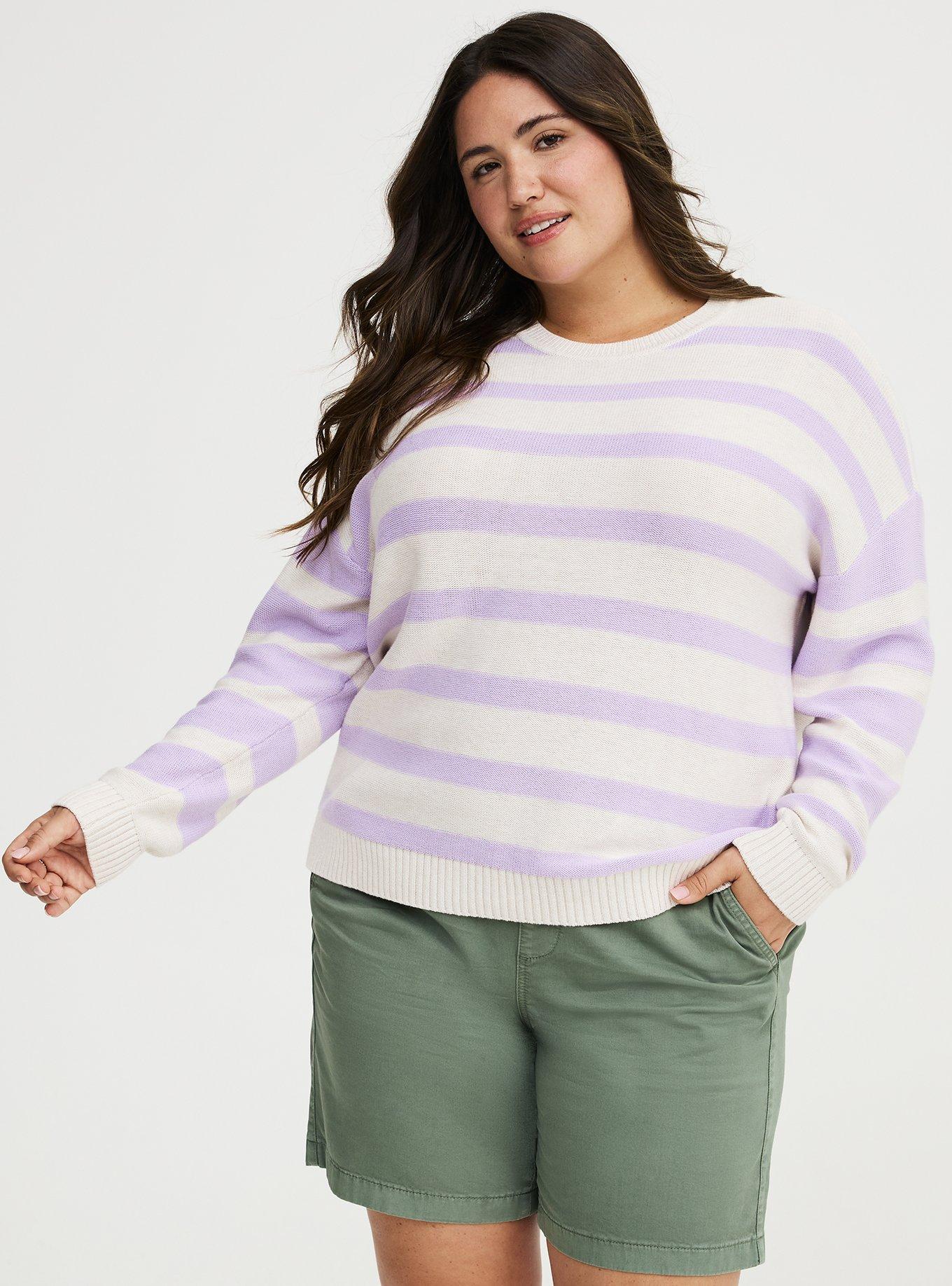 Crew Pullover Sweater, ENGLISH HYACINTH OATMEAL STRIPE, hi-res