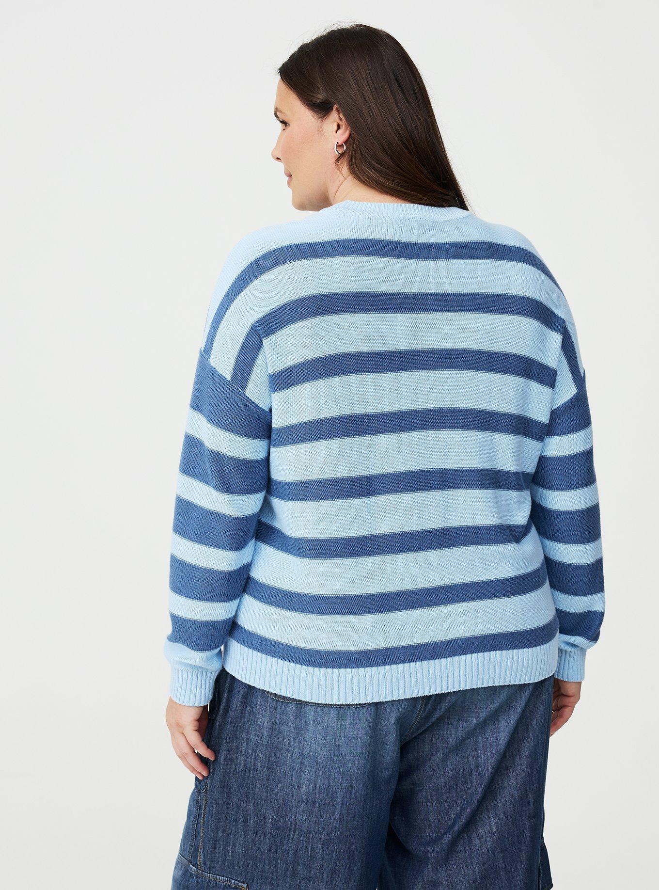 Crew Pullover Sweater, BLUE HORIZON TONAL STRIPE, alternate