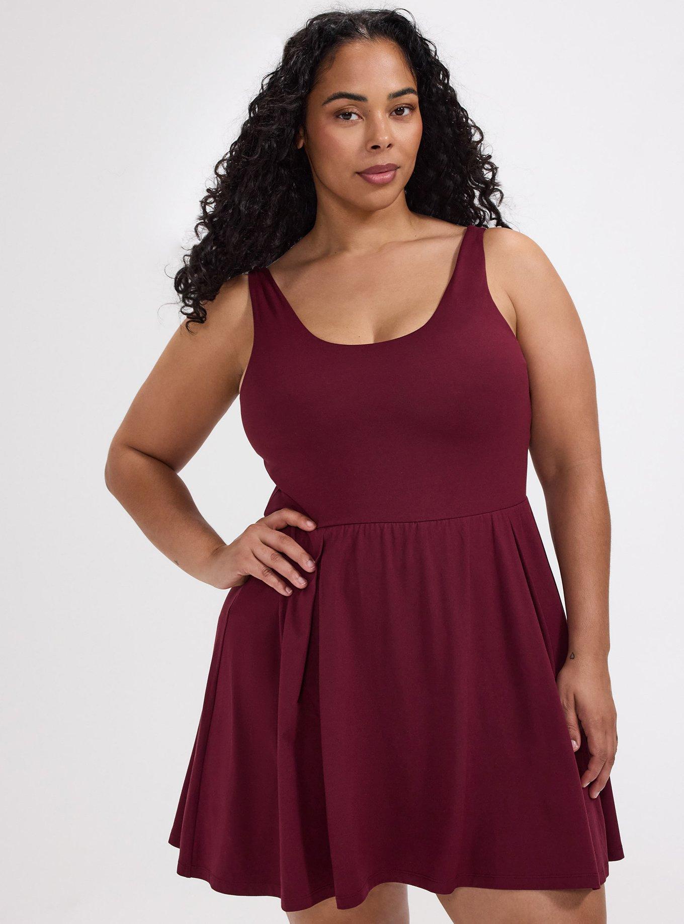 TRU Super Soft Performance Jersey 2fer Dress, MAROON BANNER, alternate