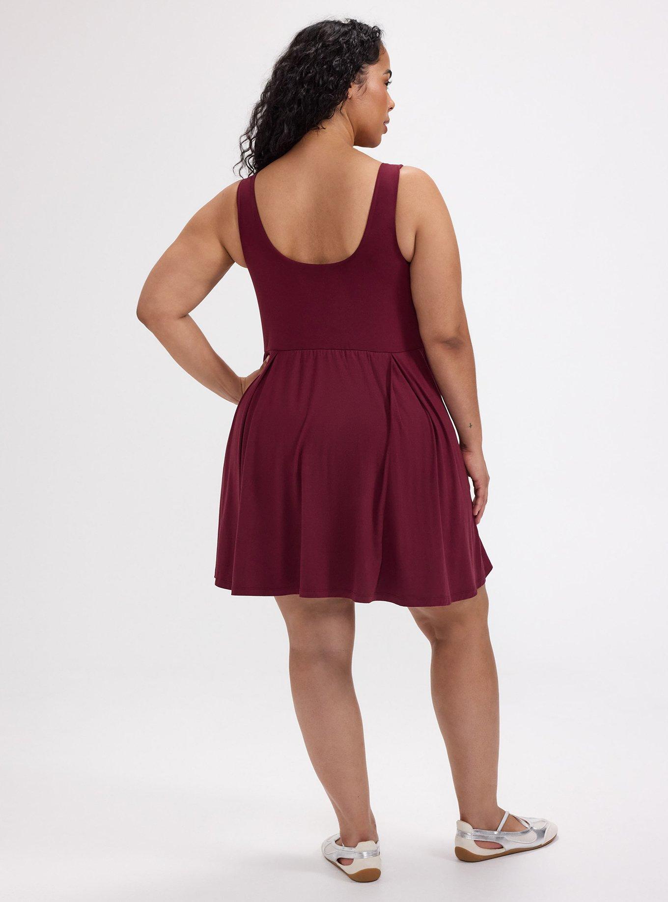 TRU Super Soft Performance Jersey 2fer Dress, MAROON BANNER, alternate