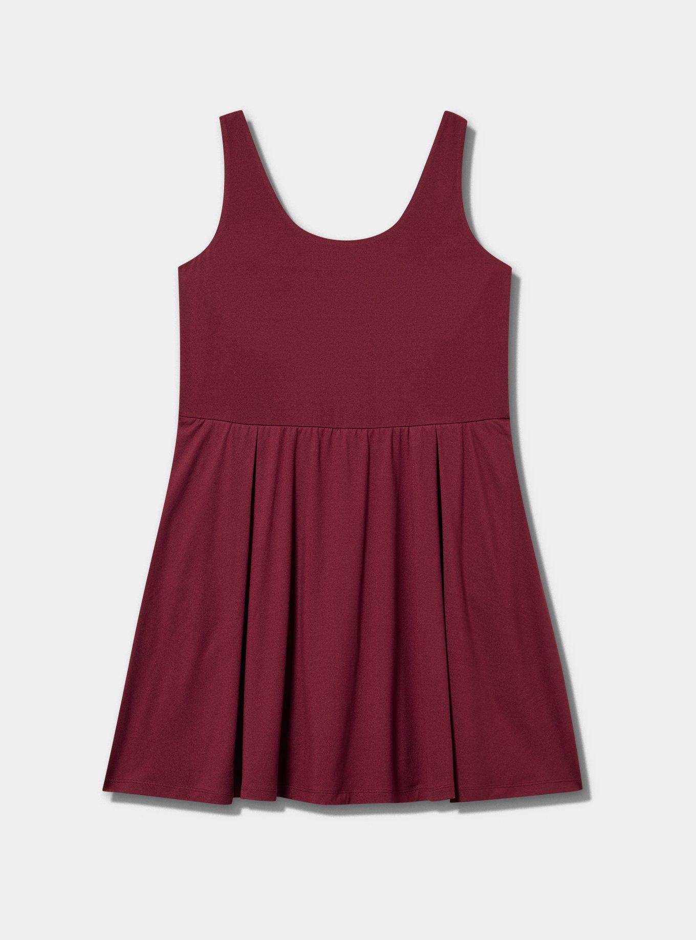 TRU Super Soft Performance Jersey 2fer Dress, MAROON BANNER, flat