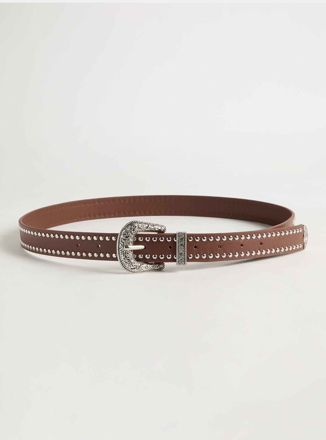 Studded Western Belt, BURGUNDY, alternate