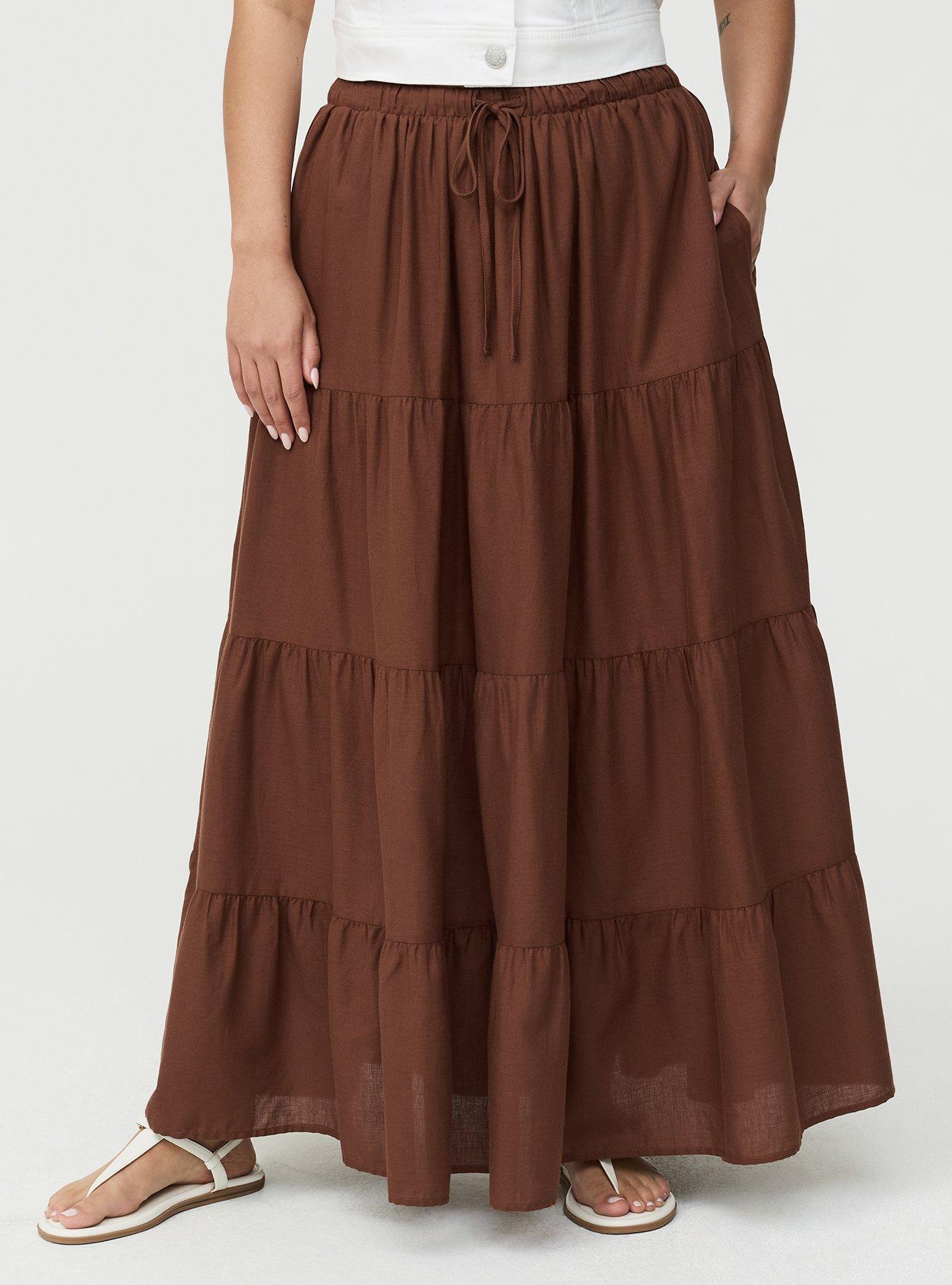 Tiered Maxi Skirt, CAPPUCCINO, alternate