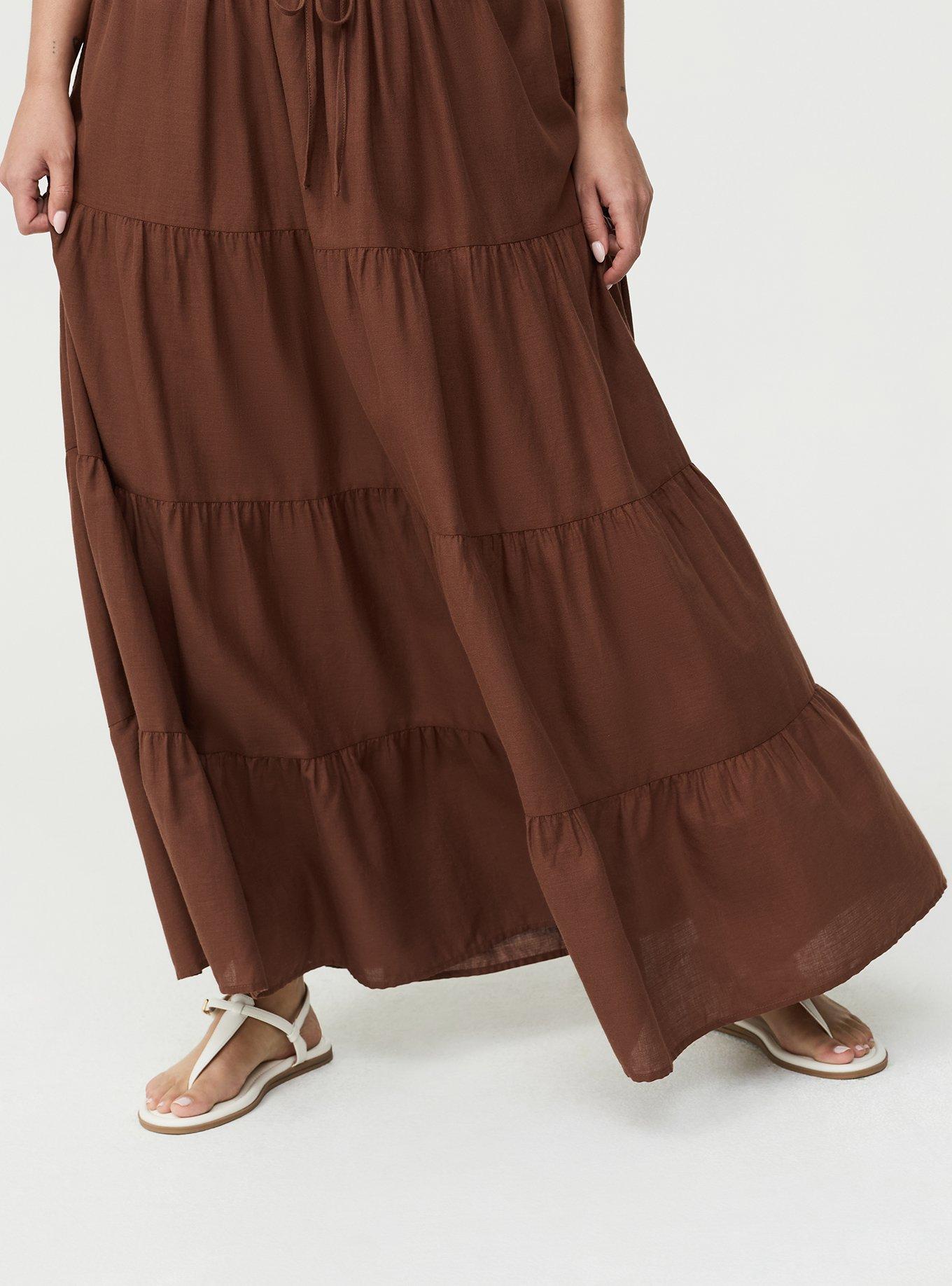 Tiered Maxi Skirt, CAPPUCCINO, alternate