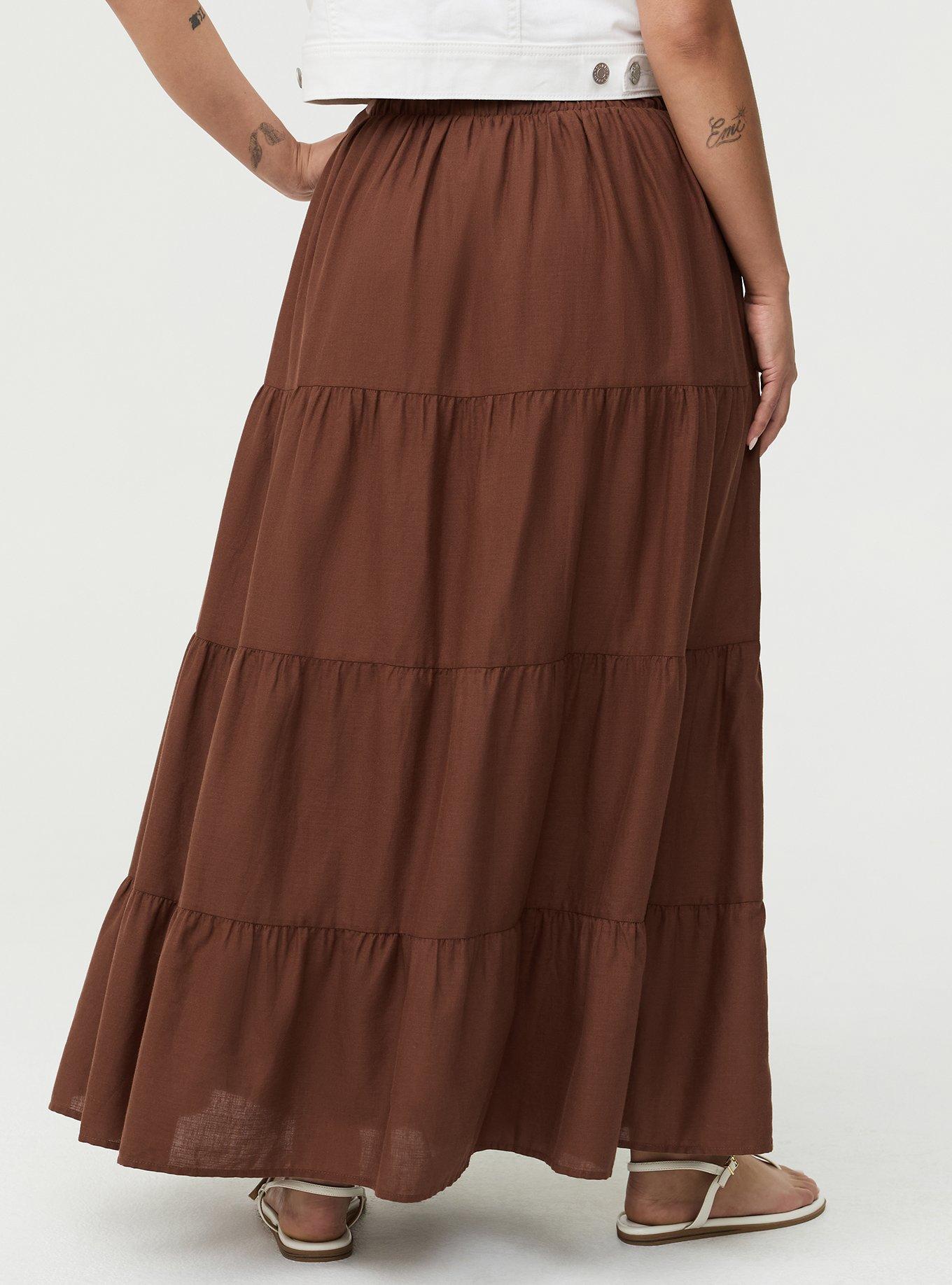 Tiered Maxi Skirt, CAPPUCCINO, alternate