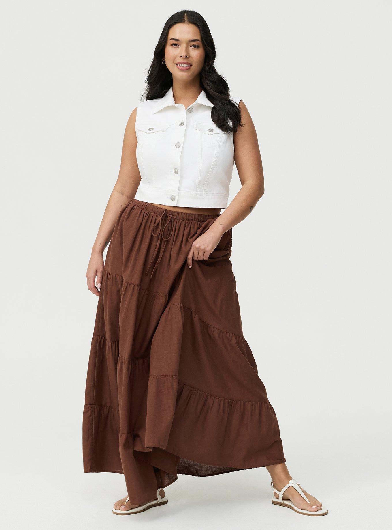 Tiered Maxi Skirt, CAPPUCCINO, alternate