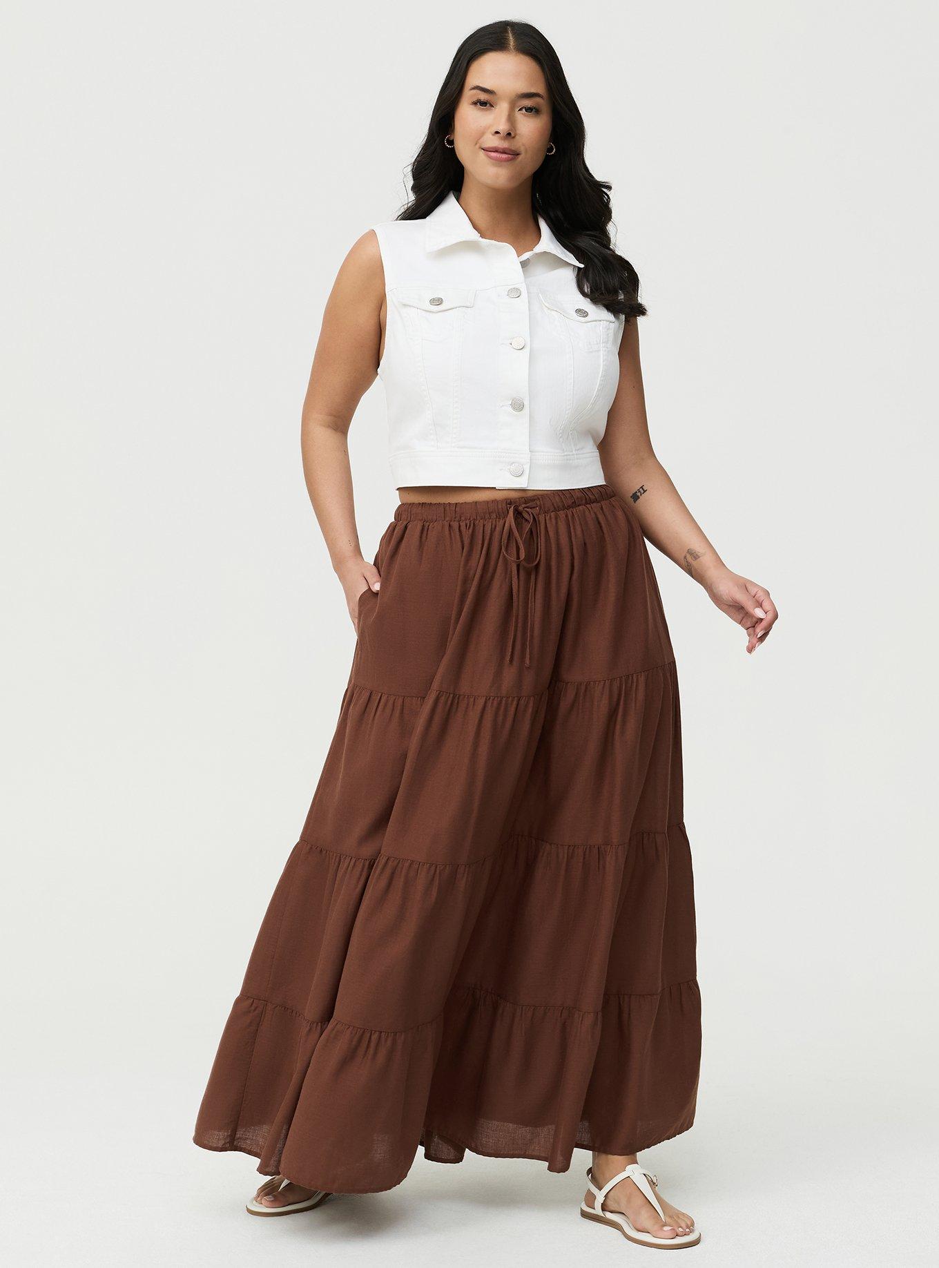 Tiered Maxi Skirt, CAPPUCCINO, hi-res