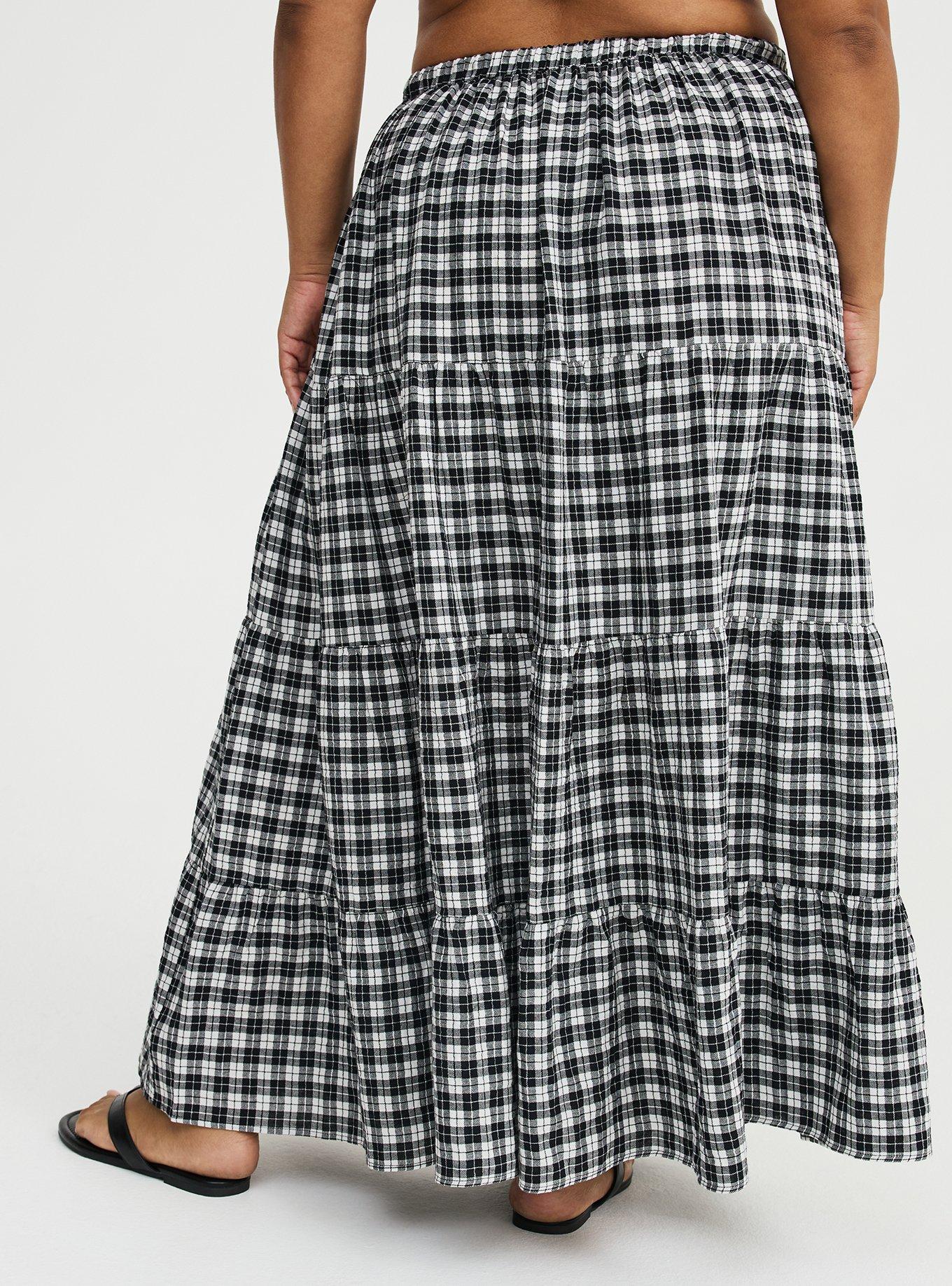 Tiered Maxi Skirt, ABBEY PLAID BLACK, alternate
