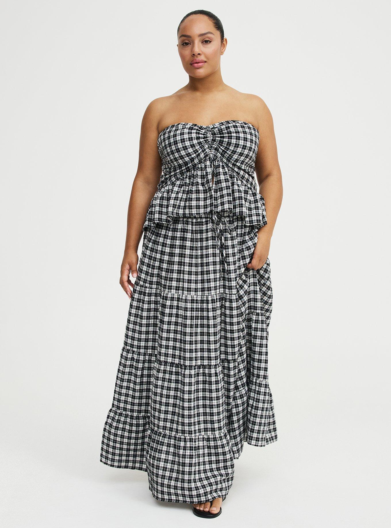 Tiered Maxi Skirt, ABBEY PLAID BLACK, alternate