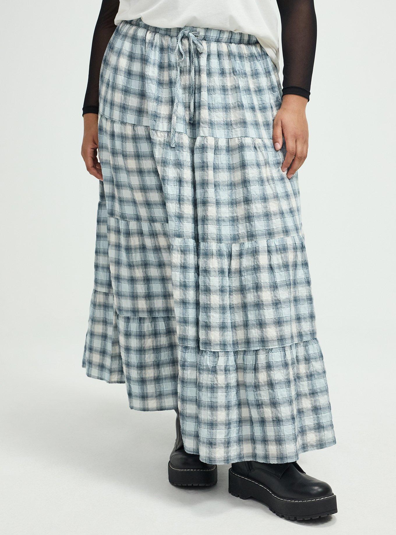 Tiered Maxi Skirt, MAUD PLAID BLUE, alternate