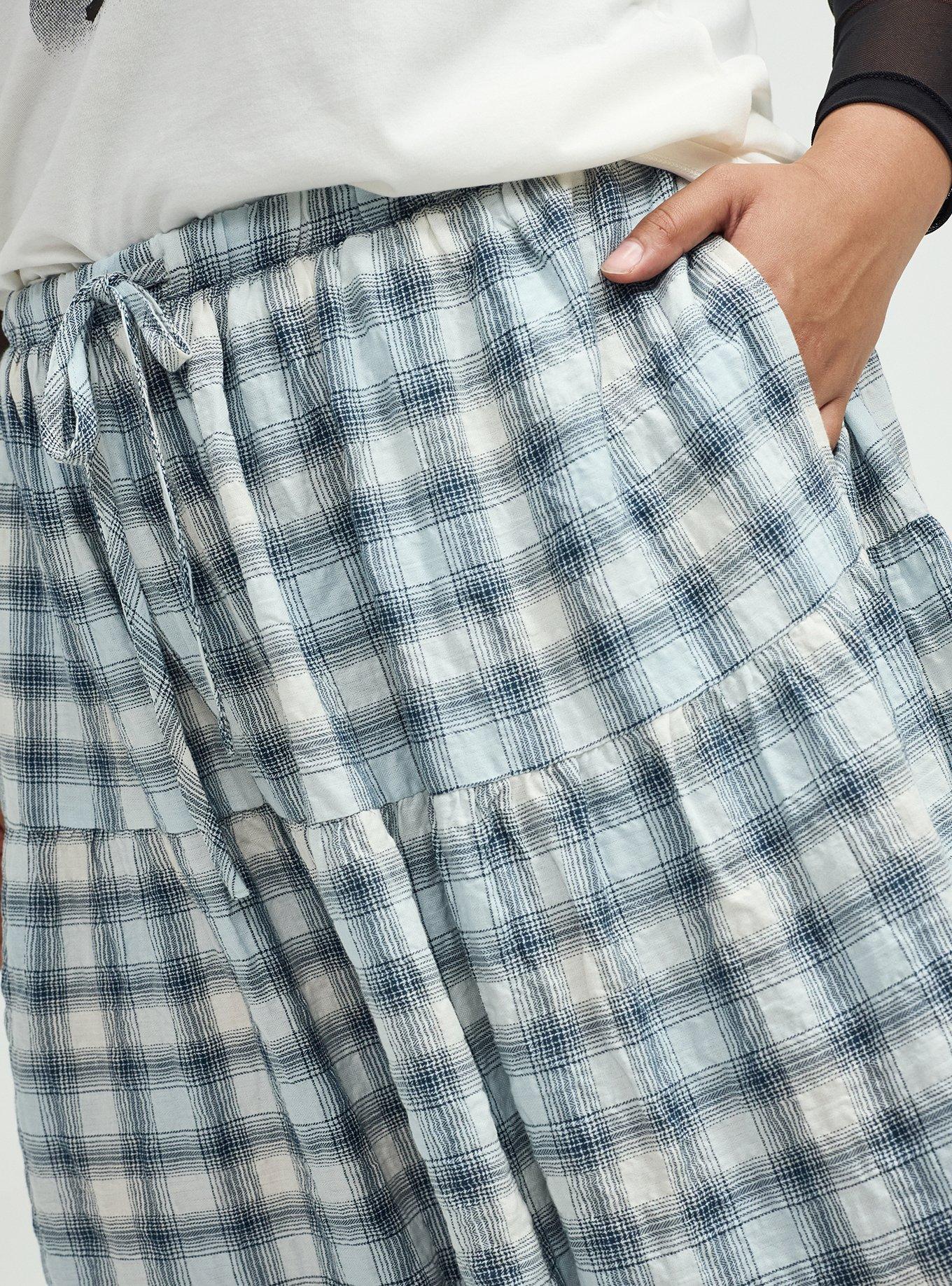 Tiered Maxi Skirt, MAUD PLAID BLUE, alternate