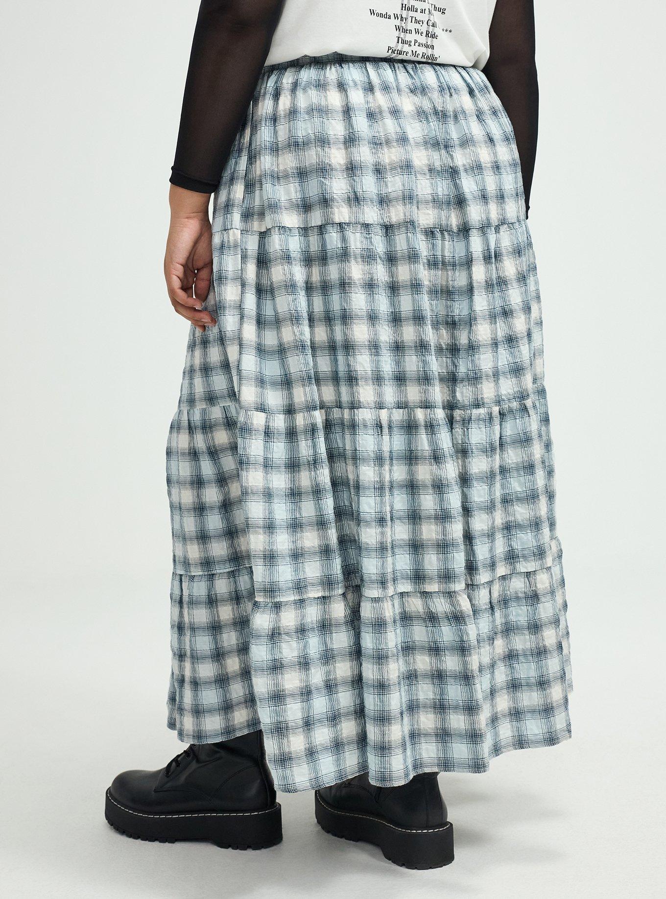 Tiered Maxi Skirt, MAUD PLAID BLUE, alternate