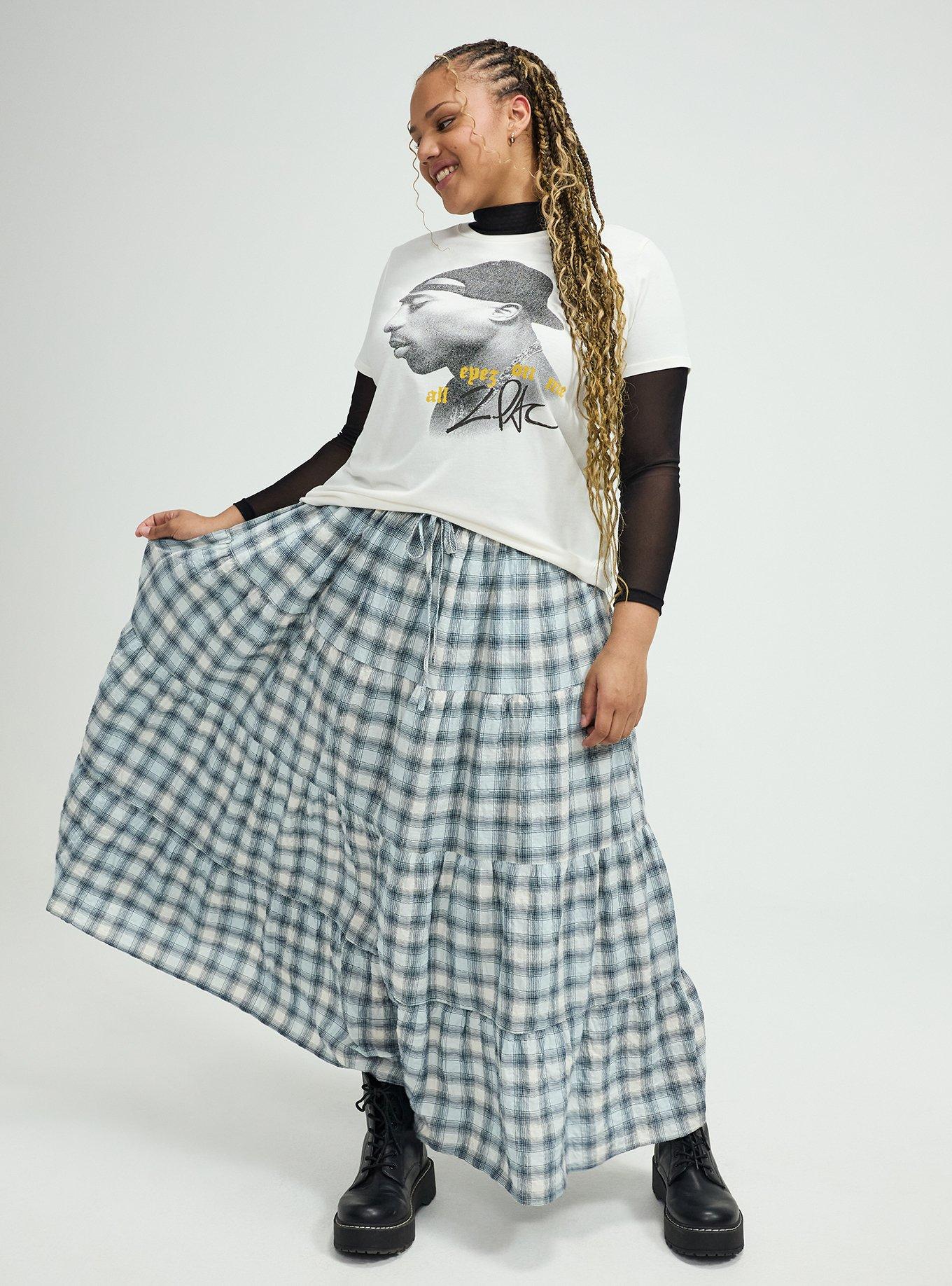 Tiered Maxi Skirt, MAUD PLAID BLUE, alternate