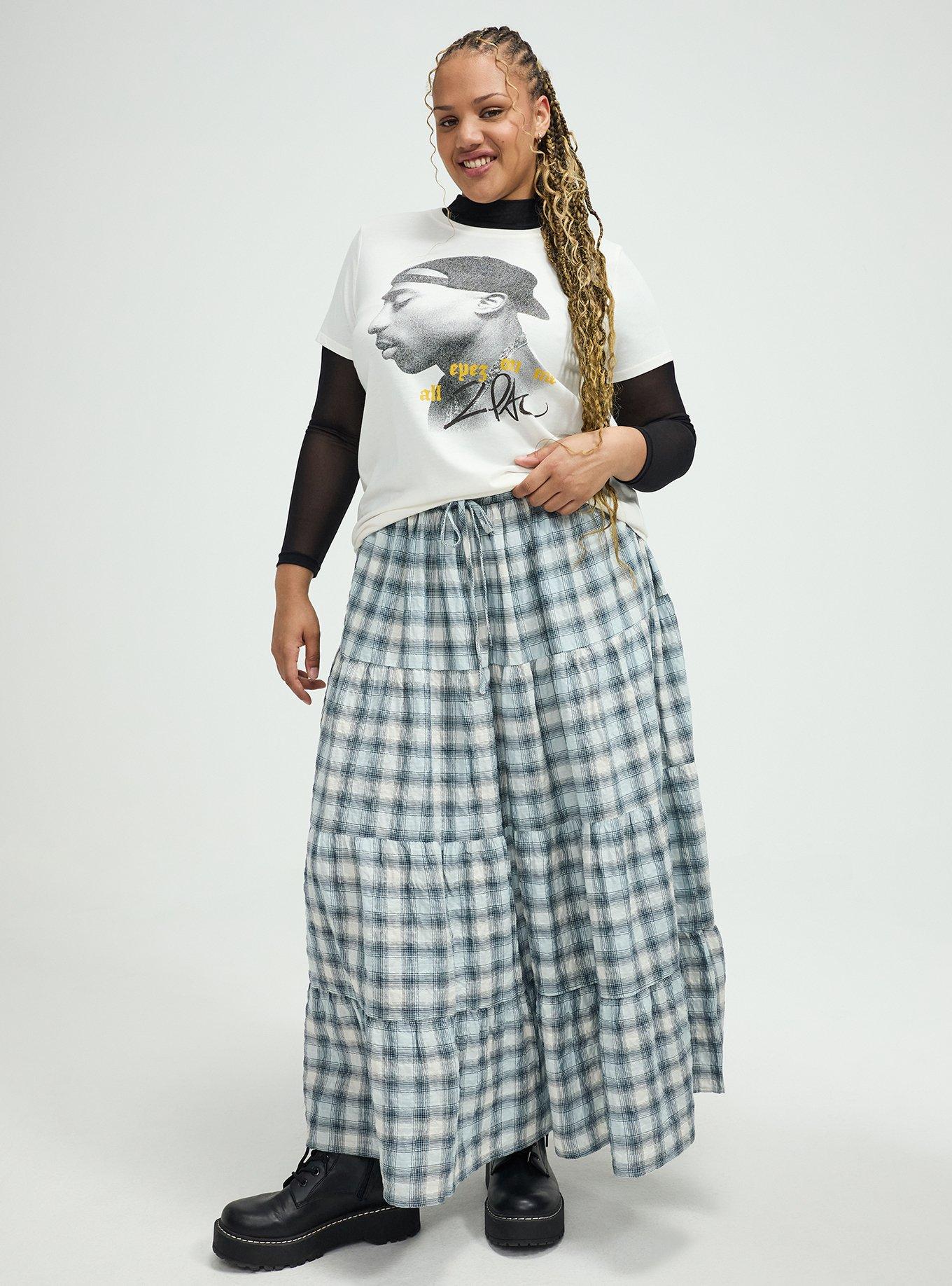 Tiered Maxi Skirt, MAUD PLAID BLUE, hi-res