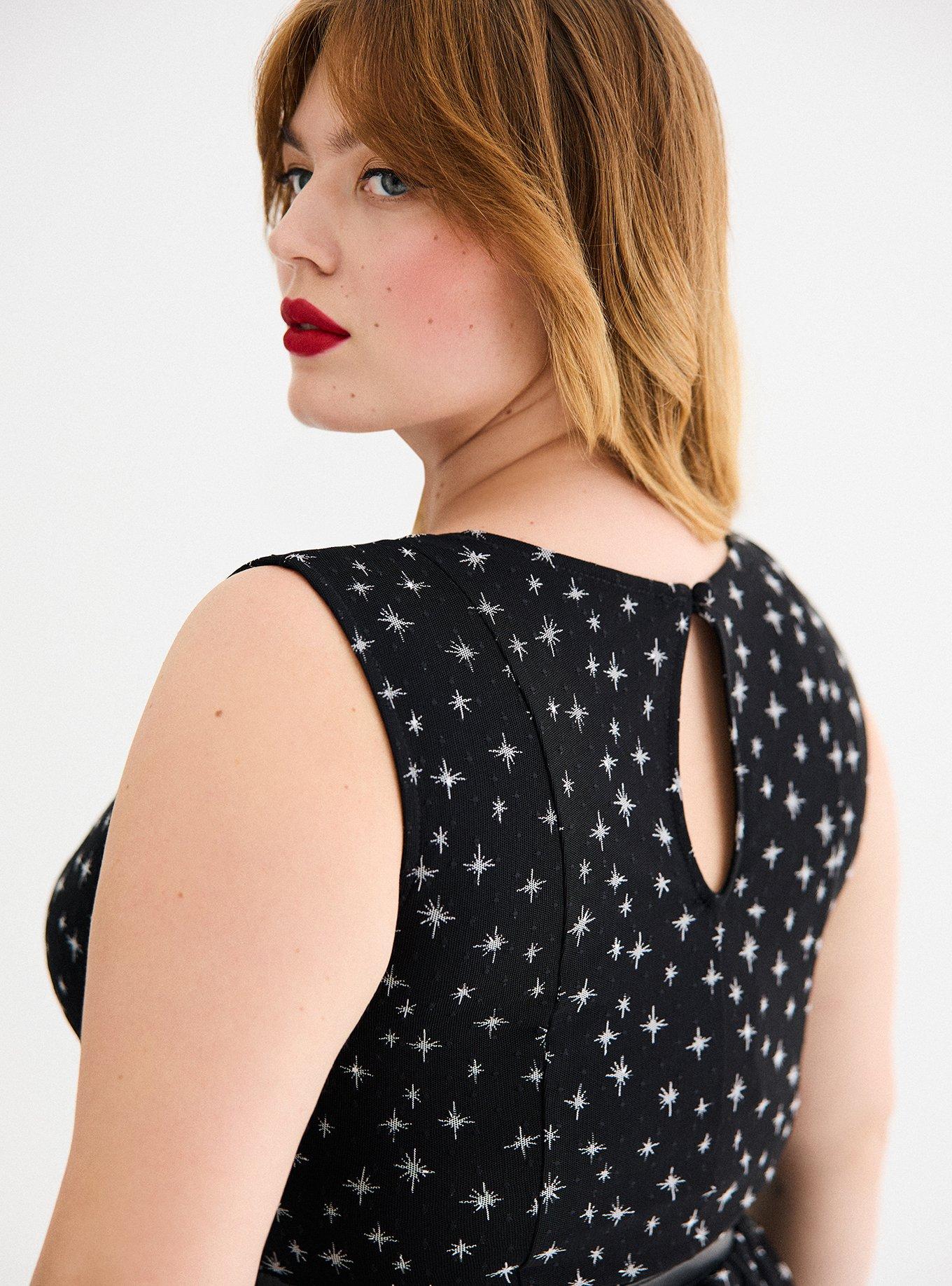 Retro Chic Knee-Length Mesh Dress