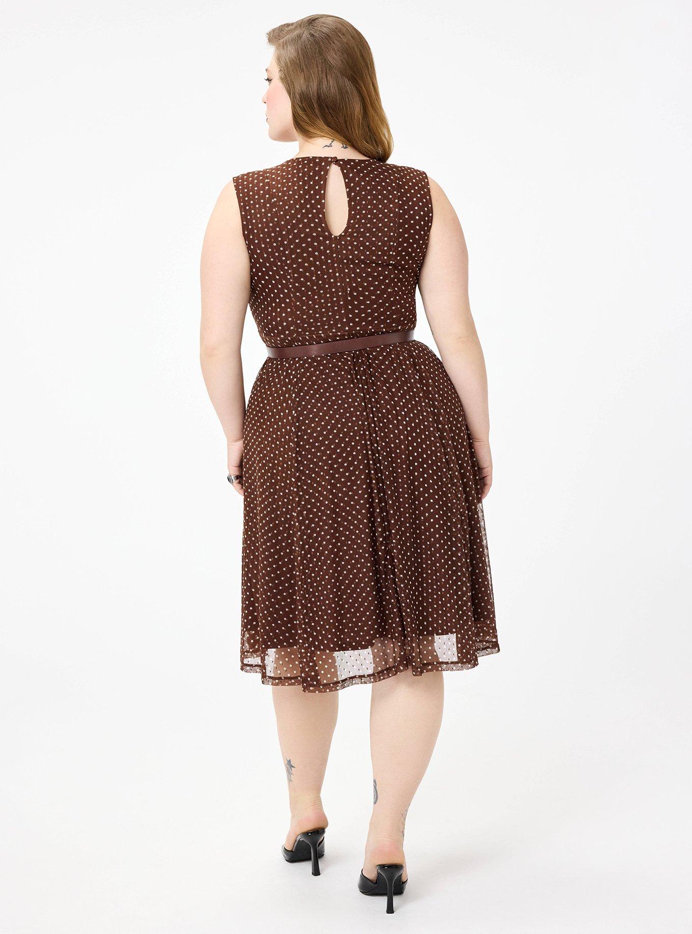 Retro Chic Knee-Length Mesh Dress, BETTY DOTS BRICK, alternate