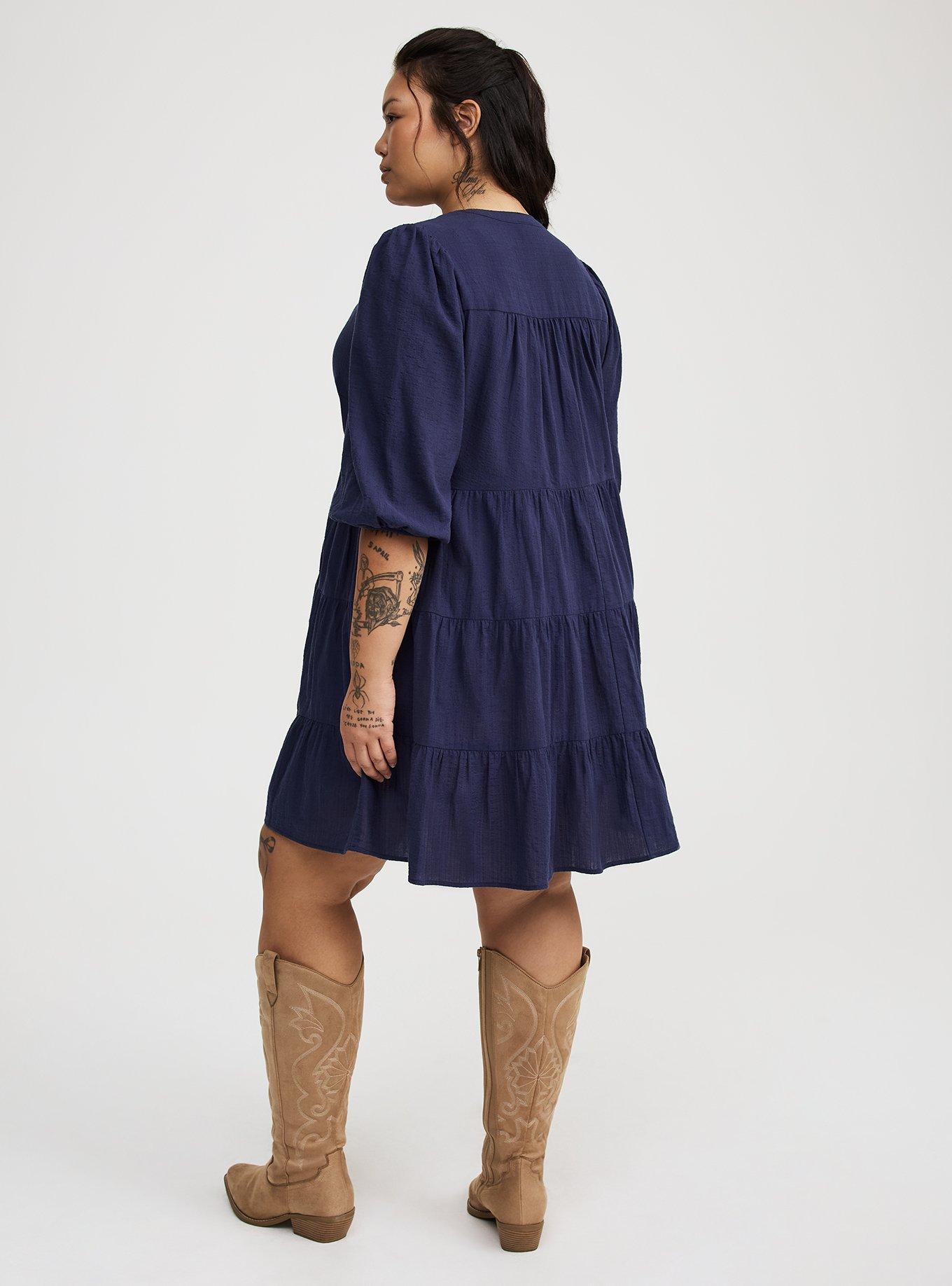 Mini Y-Neck Tiered Dress