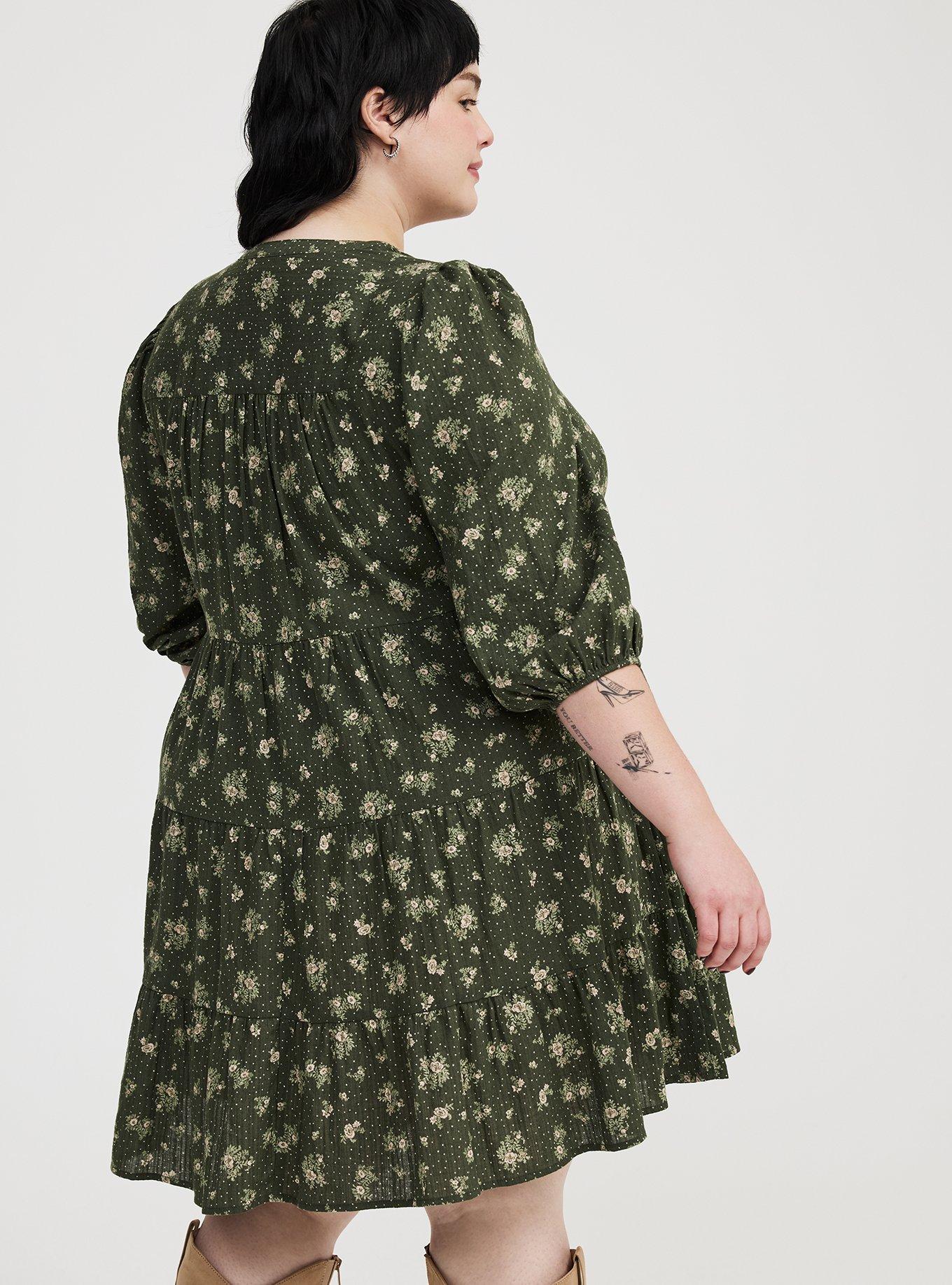 Y-Neck Tiered Mini Dress