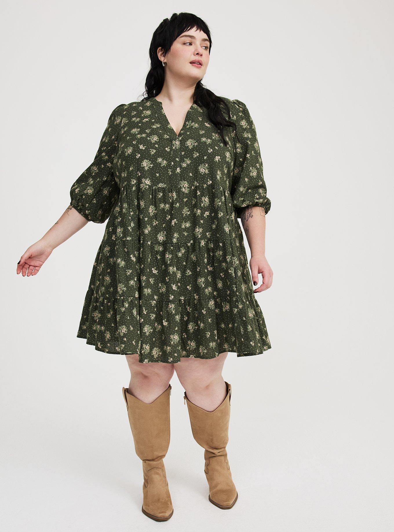 Y-Neck Tiered Mini Dress