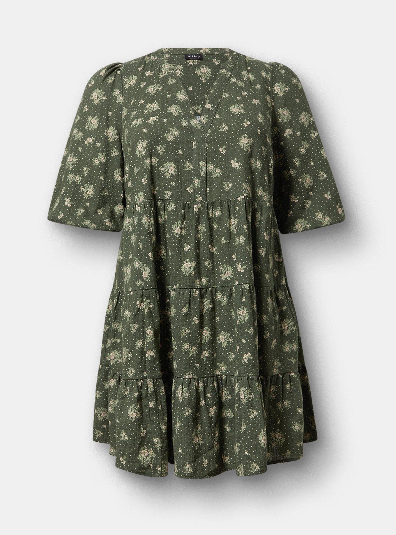 Y-Neck Tiered Mini Dress