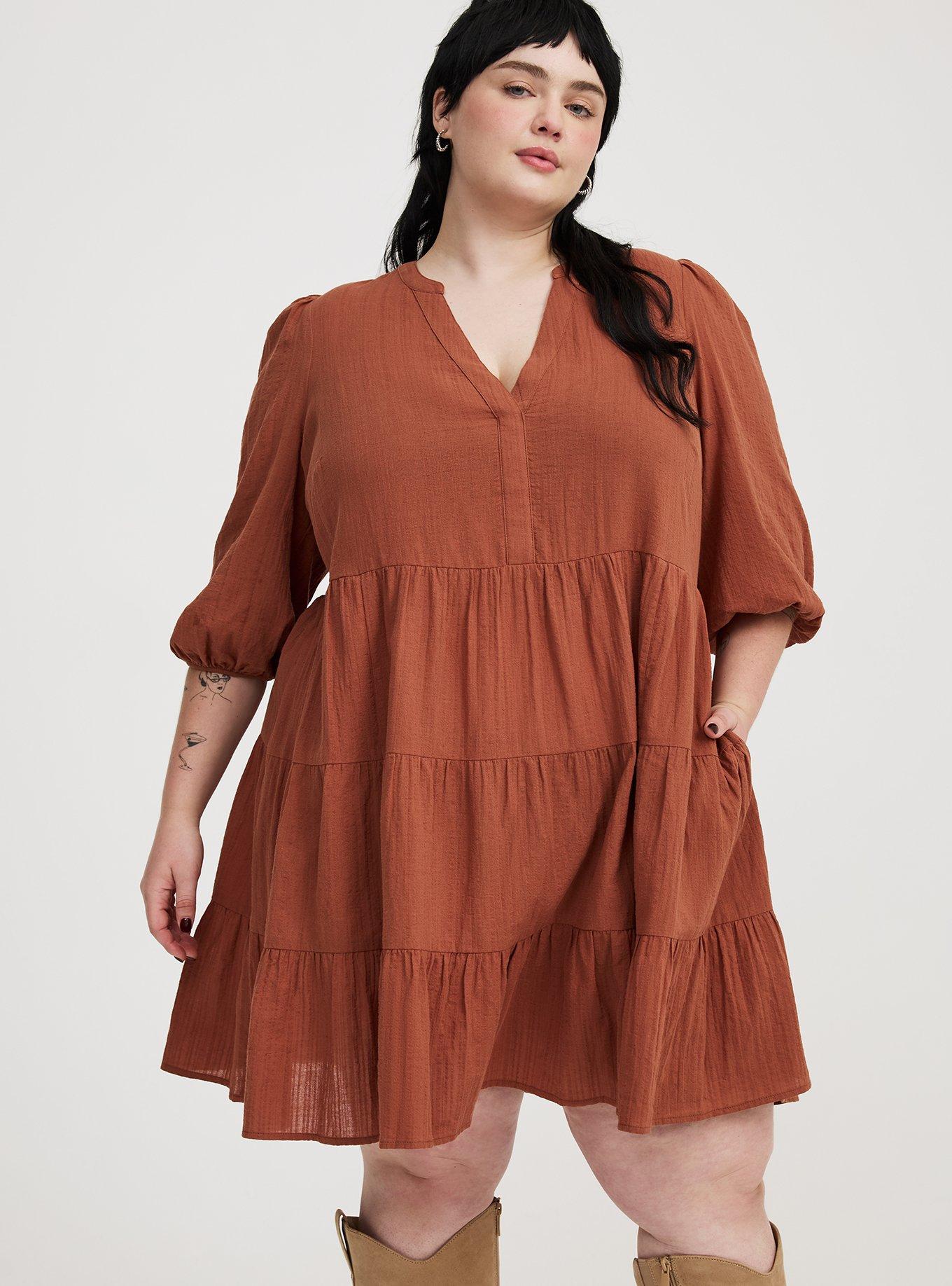 Mini Y-Neck Tiered Dress
