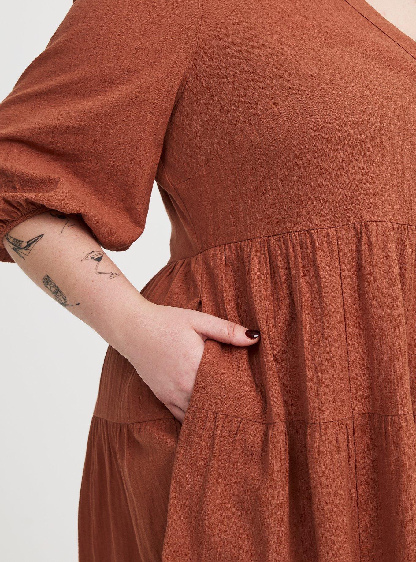 Y-Neck Tiered Mini Dress